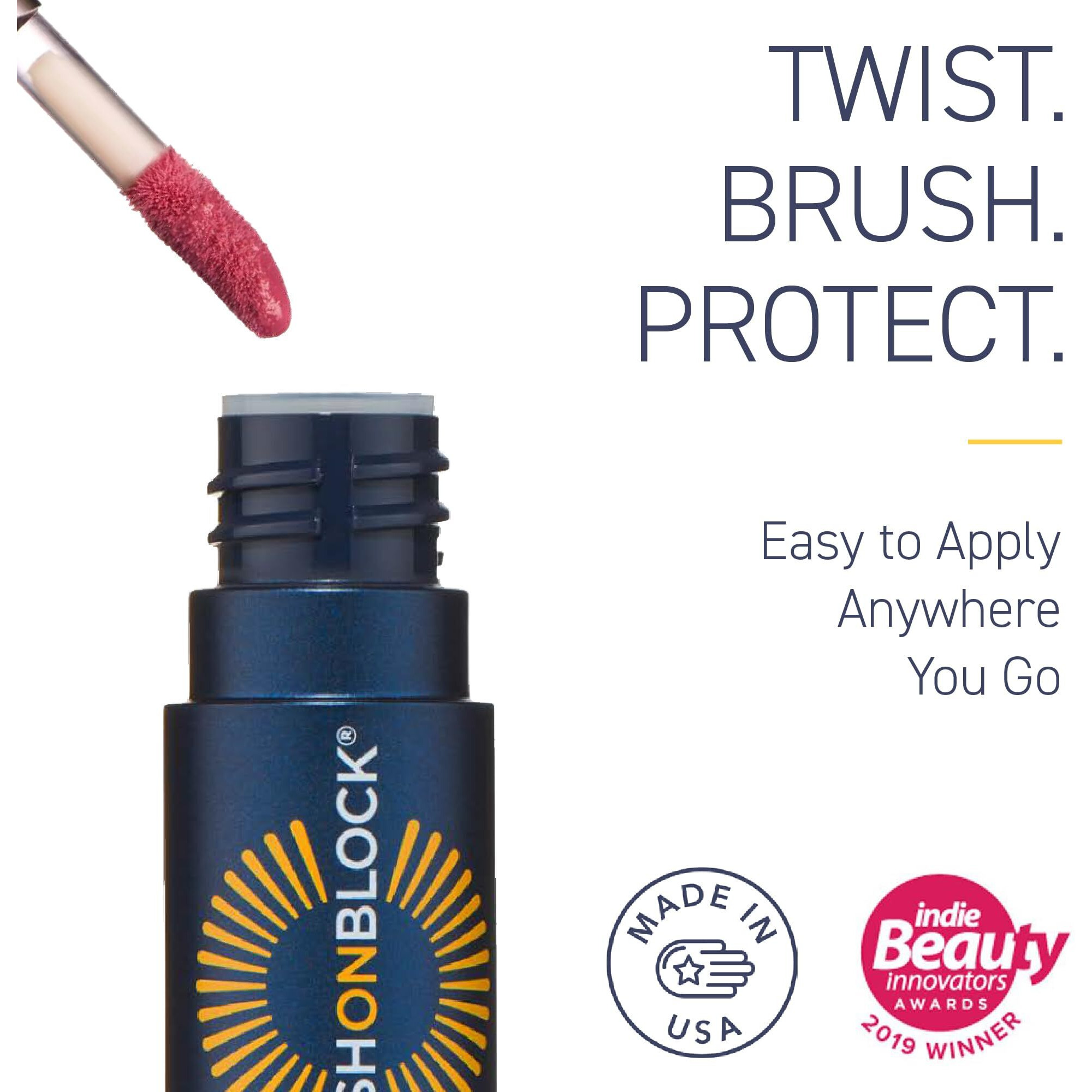 Brush On Block Sun Shine Protective Lip Oil Spf 30, Mineral Protection From Uva/Uvb & Blue Light, Hydrating, Cruelty-Free, Gluten-Free, & Vegan, Peony