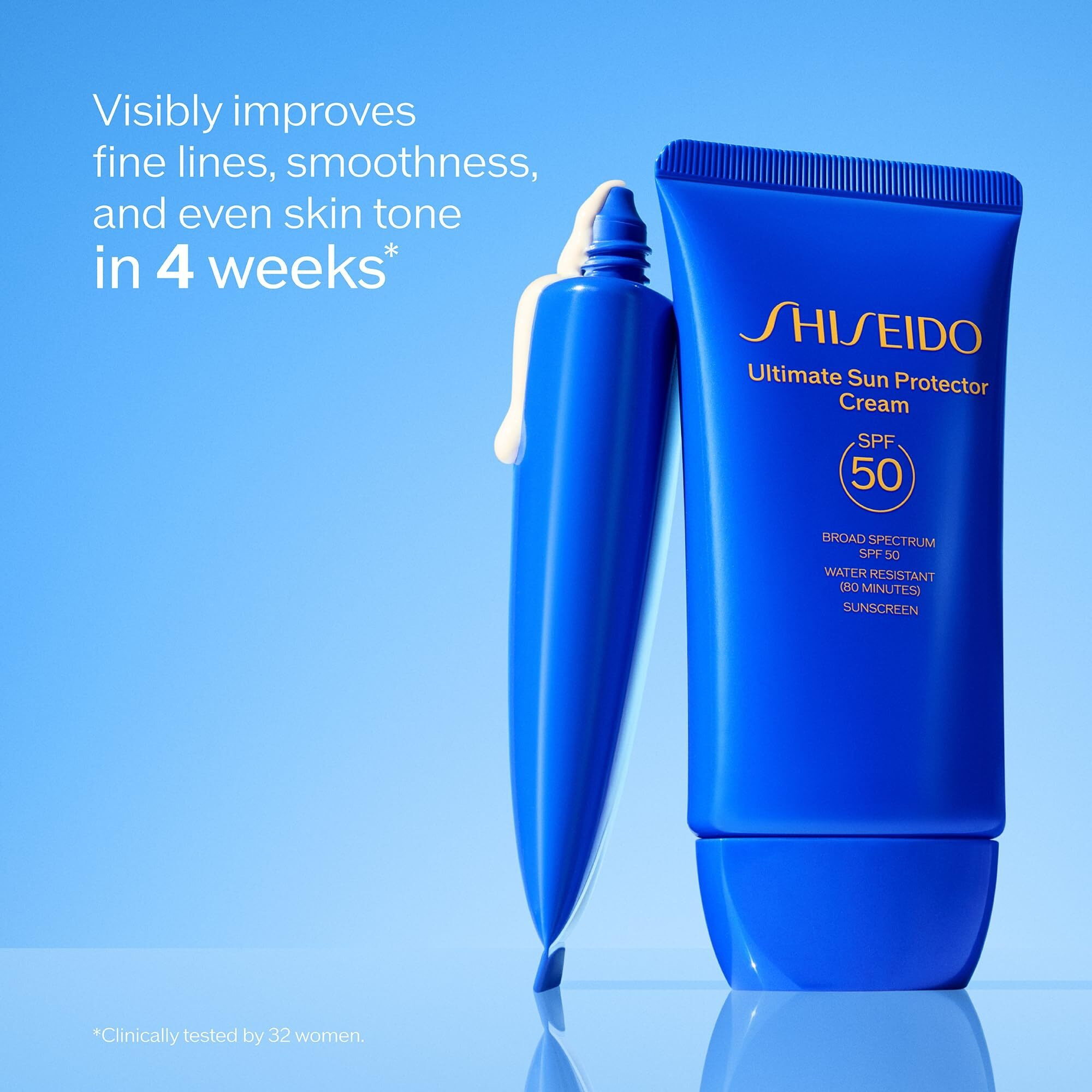Shiseido Ultimate Sun Protector Cream - 50 Ml - Hydrating Broad-Spectrum Spf 50 Sunscreen For Face - Visibly Improves Fine Lines, Smoothness & Even Skin Tone - Normal To Dry Skin Types