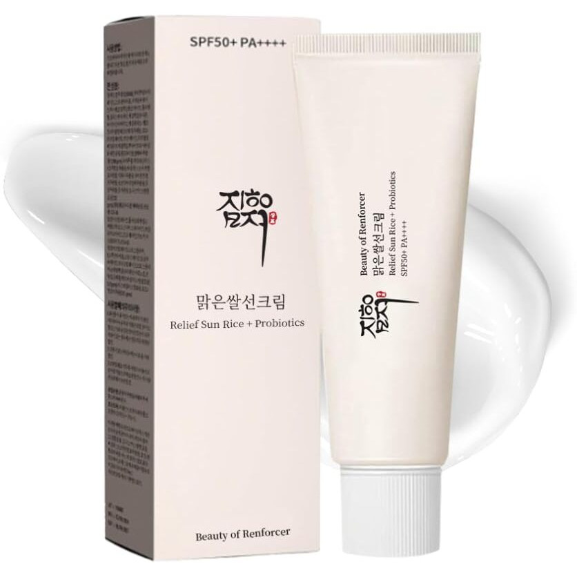 Relief Sun Organic Sunscreen Spf 50+ Pa++++ - Lightweight Korean Uv Protection For Face - Rice And Skin-Balancing Probiotics - 50 Ml / 1.69 Fl Oz