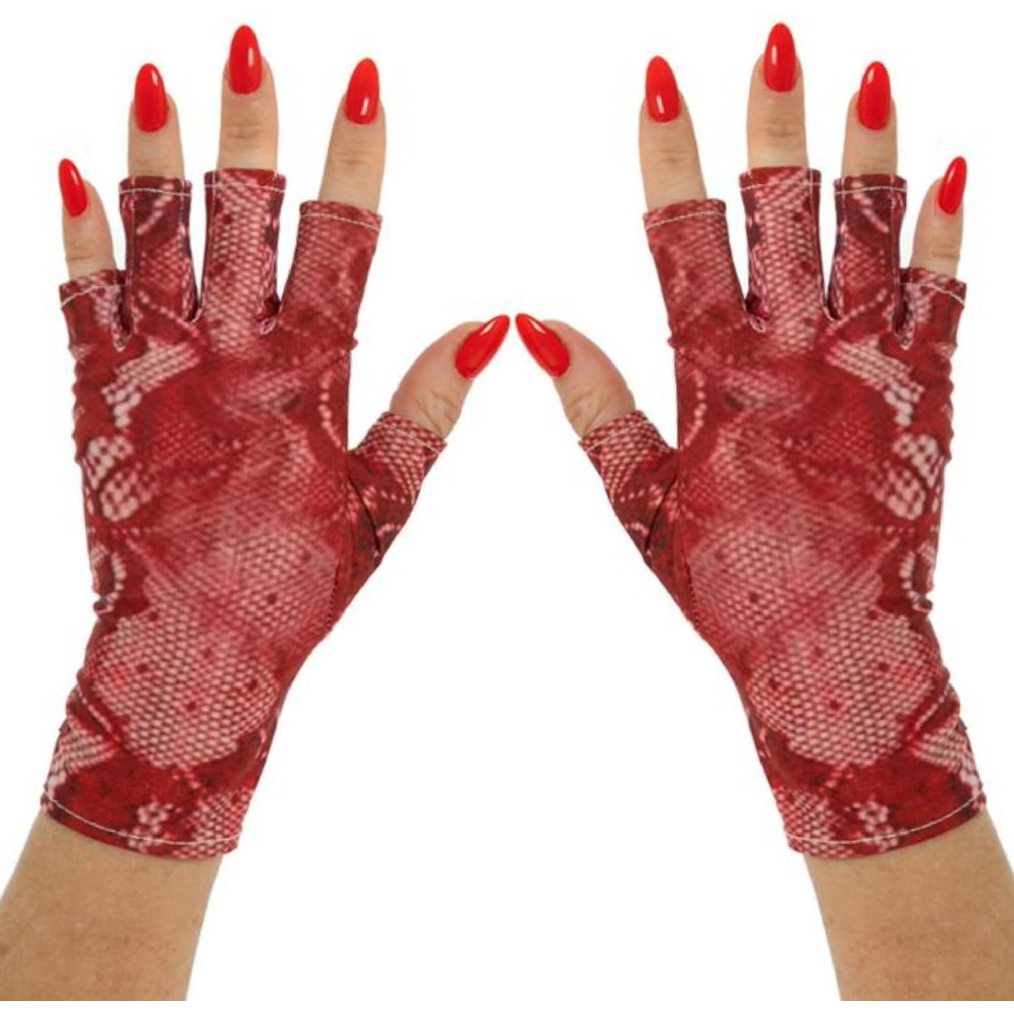 Maniglovz - The Original Upf 50+ Uv Light Protective Nail Gloves | Gel Manicure Gloves And Anti Uv Fingerless Gloves For Women | Can Be Used As Sun Protection Gloves For Driving | Red District