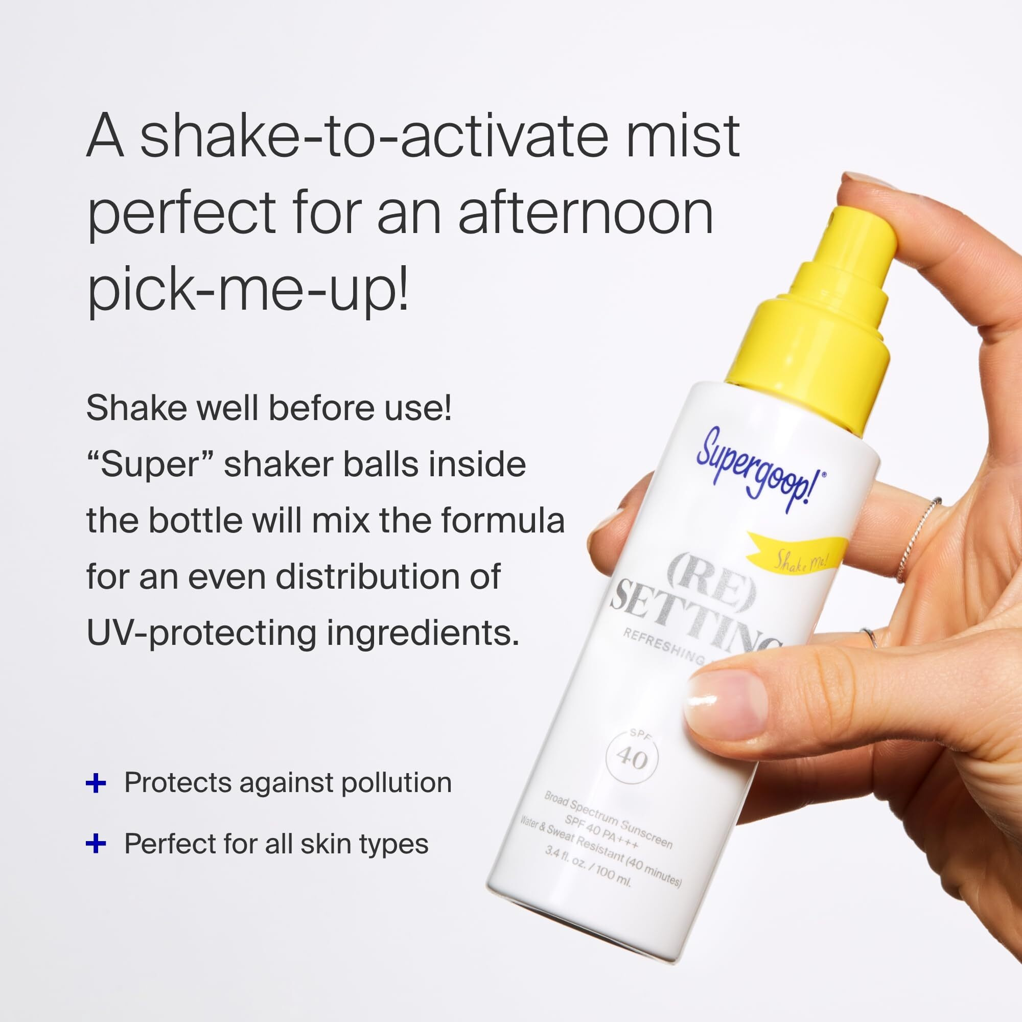 Supergoop (Re Setting Refreshing Mist - 1 Fl Oz, Pack Of 2 - Spf 40 Pa+++ Facial Mist - Sets Makeup, Refreshes Uv Protection & Helps Filter Pollution - Light, Natural Scent