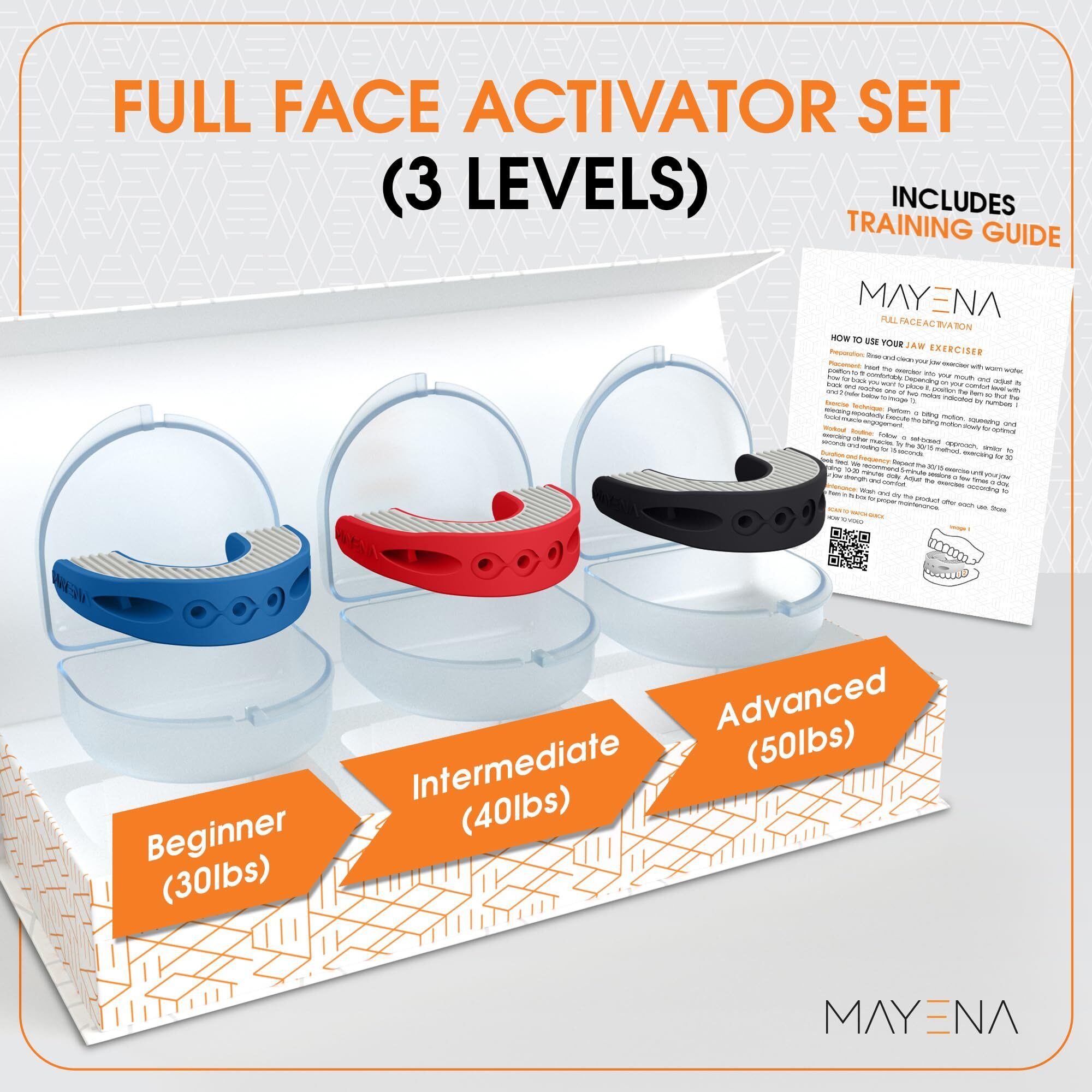 Jaw Exerciser For Men & Women | Unique Full Face Activator Design Innovated By Mayena | Powerfully Engages All Facial Muscles (Universal Fit)