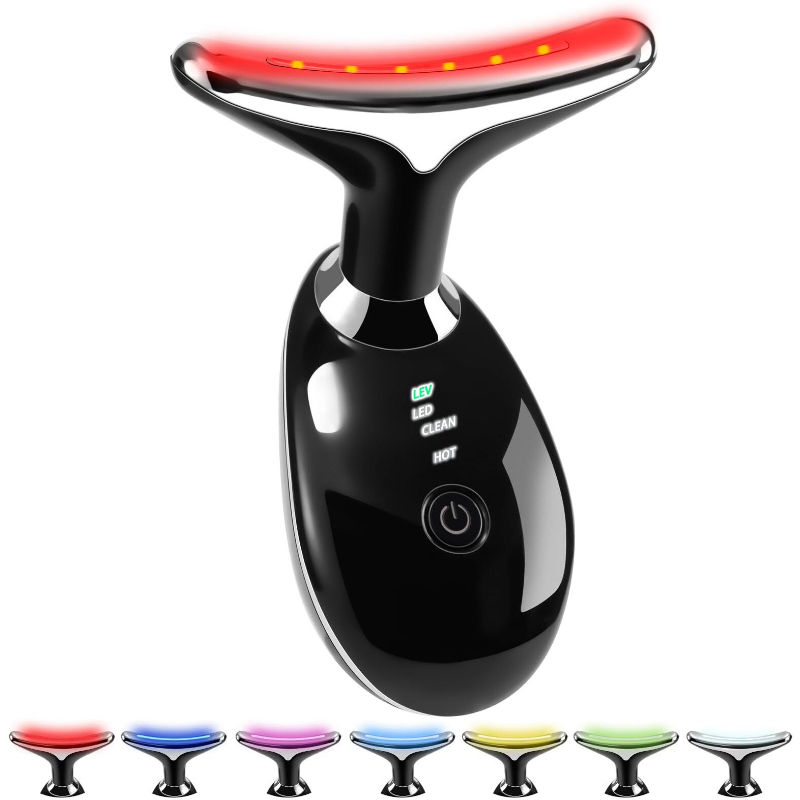 Vgy 7-In-1 True Beauty Glow Facial Massager, Multifunctional Electric Red Light Therapy For Women (Black)