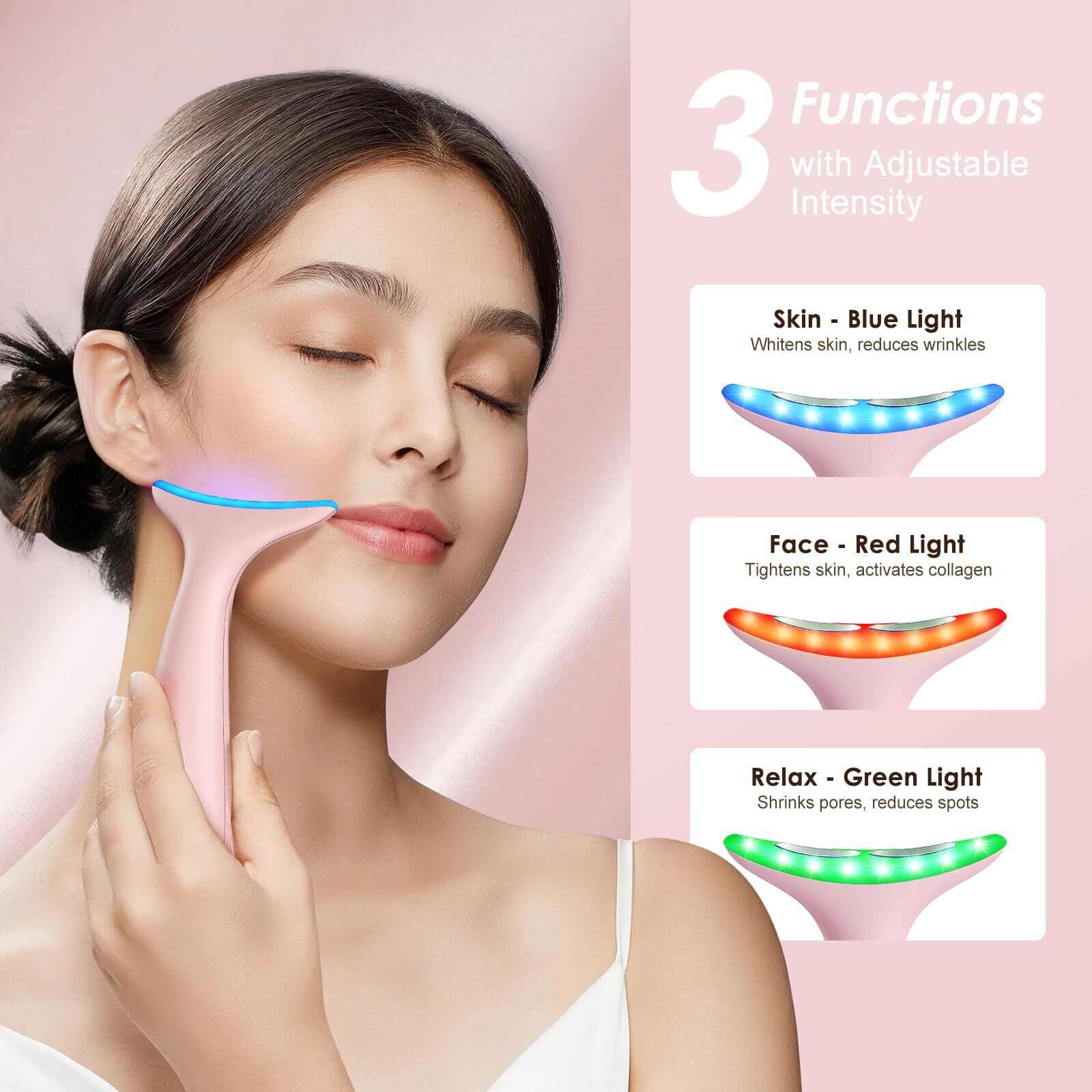 Facial And Neck Massager For Face, Neck - Skin Lifting & Firming - Wrinkle & Dark Circle Reducer - At Home Skin Care Face Sculpting Tool And Neck Massager-Pale Pink