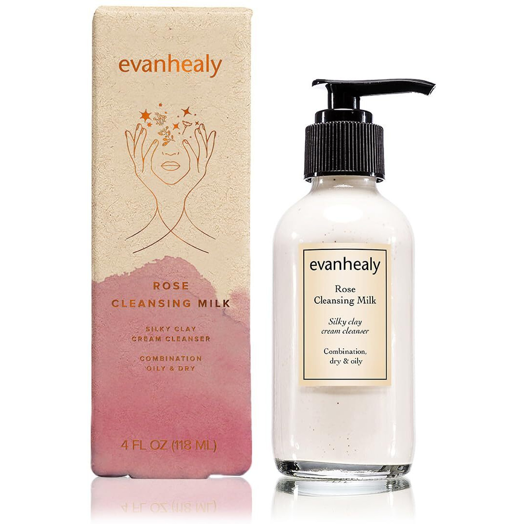 Evanhealy Rose Cleansing Milk | Natural Distilled Plant Hydrosols & Essential Oils | Gentle Facial Cleanser For All Skin Types
