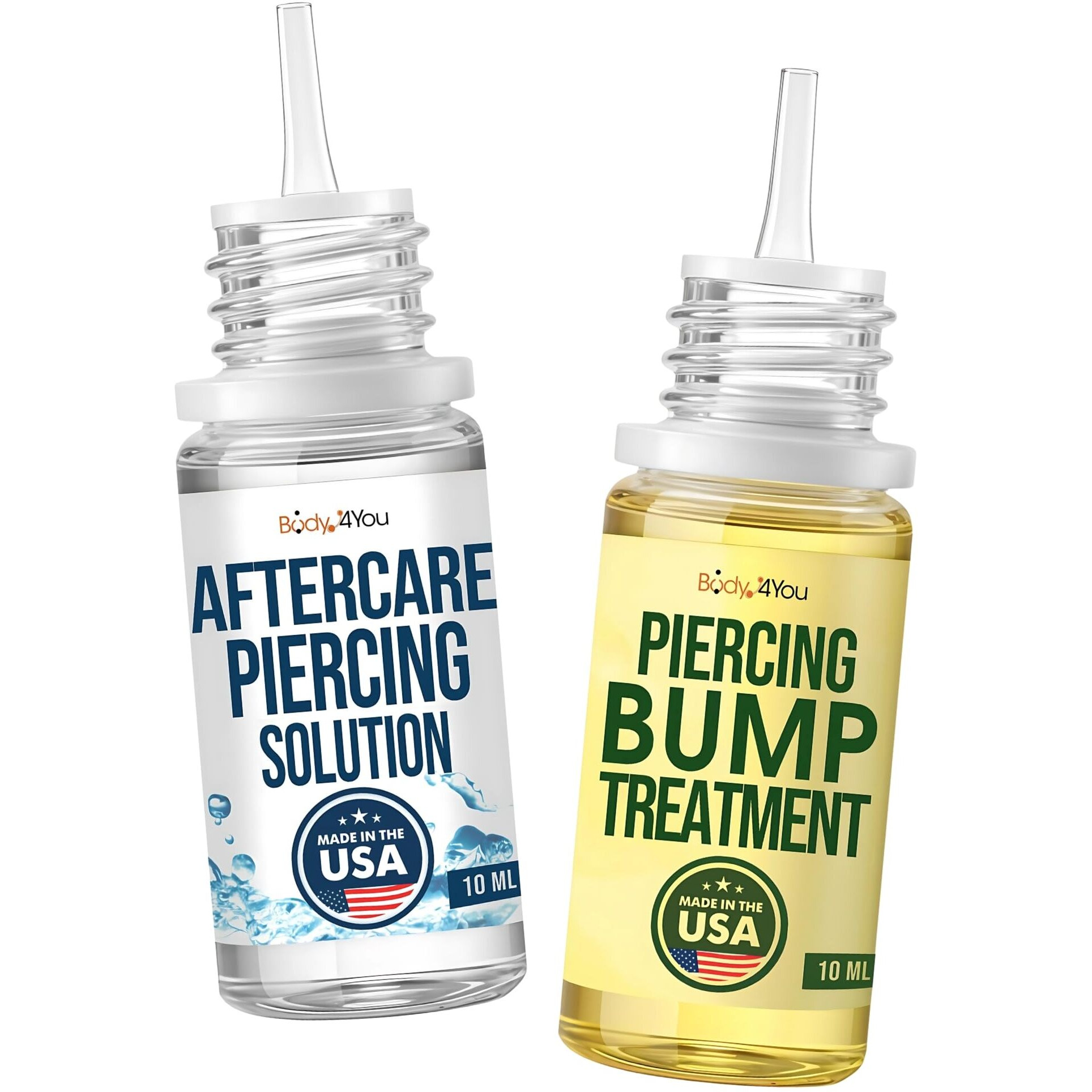 Bodyj4You 2Pc Piercing Aftercare Kit - Saline Solution Drops Ear Piercing Cleaner - Natural Bump Keloid Removal - Ear Piercing Cleanser Nose Septum Belly - Soothe Moisturize Recovery Natural Solution