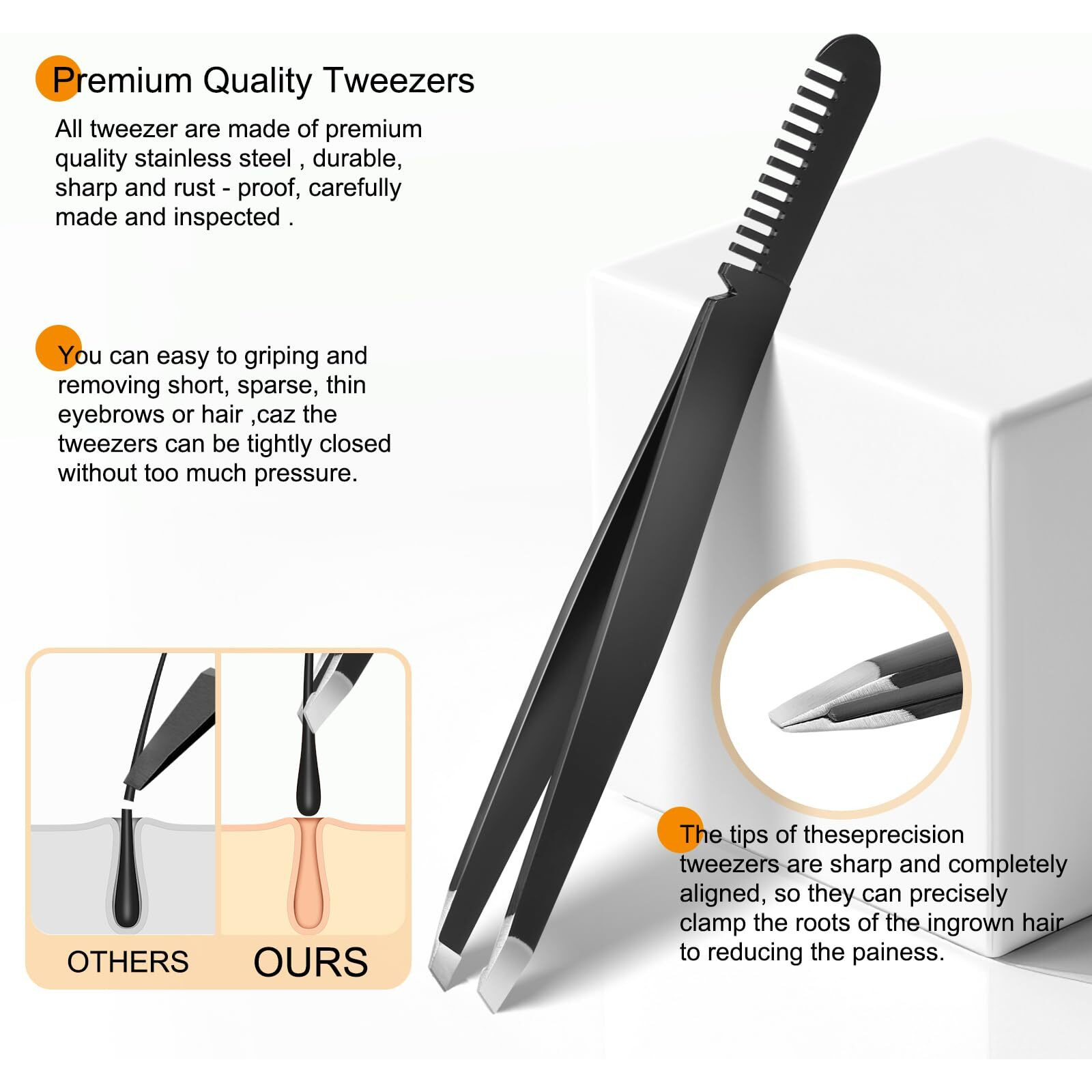 Tweezers And Nail Clippers Set,Tweezer Kit,Eyebrows Grooming Kit,Facial Hair,Ingrown Hair,Splinter Removal With Case,Travel Nail Clippers Tweezers Manicure Daily Beauty Tools For Men