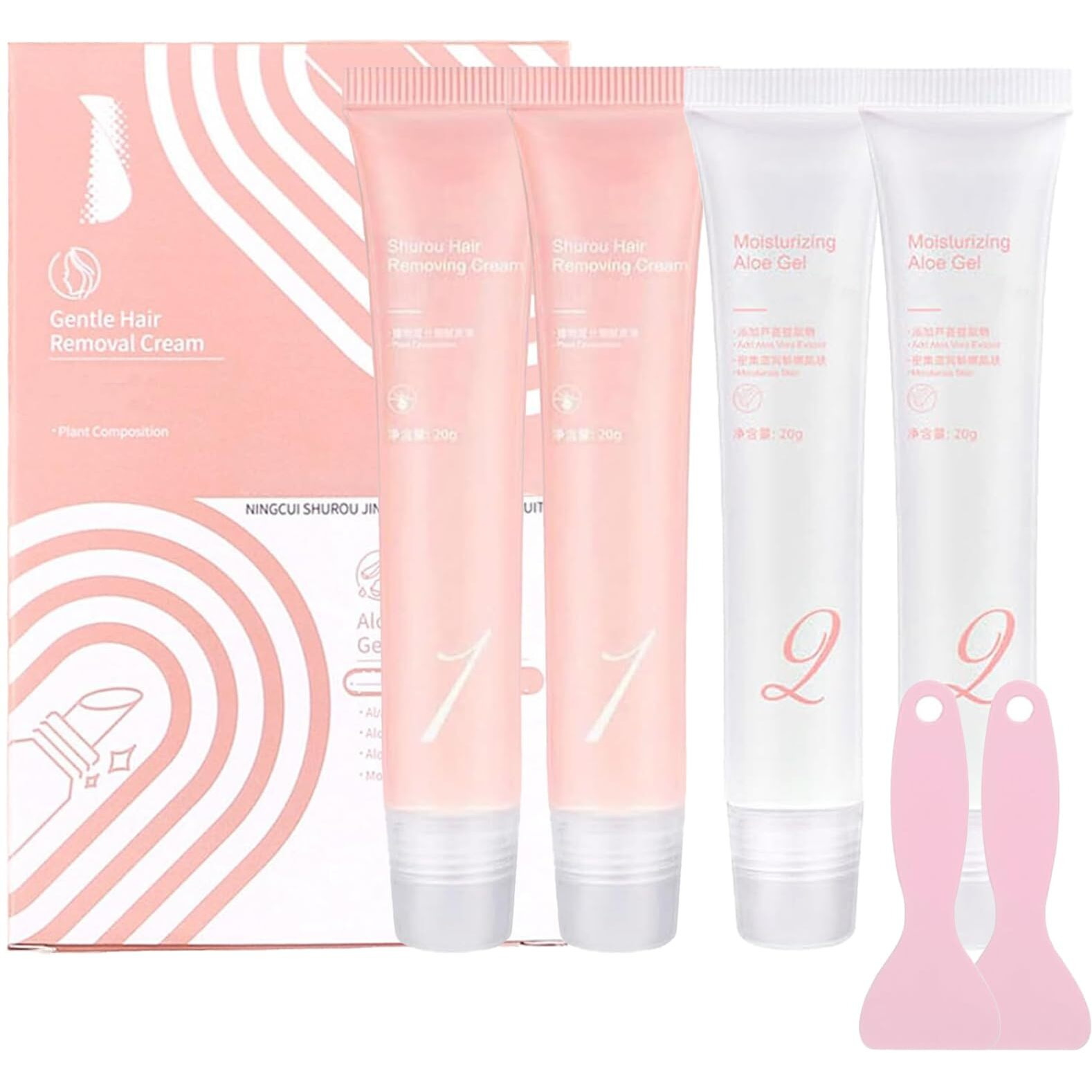 2Kits Auures Hair Removal Cream, Auures Facial Hair Removal Cream Kit, Painless Hair Removal Cream, Women & Men, Soothing Skin (2Pcs)