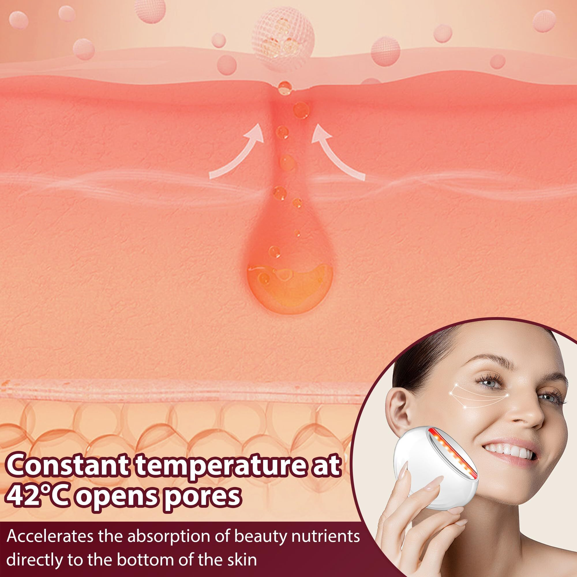 Zogoo Facial Skin Tightening Device, 6-In-1 Facial Massager Red Light Therapy Beauty Device For Face &Neck Skin Rejuvenation Lifting, Tightening, Infusing, Effective Wrinkle&Puffiness Reduction