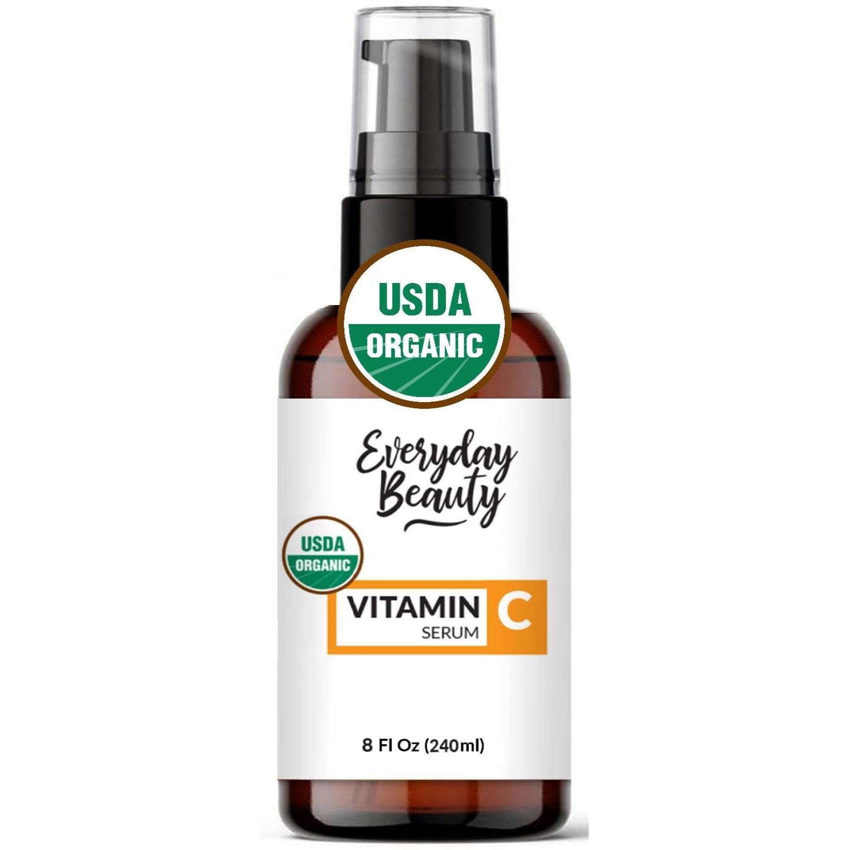 Organic Vitamin C Serum For Face - Usda Certified Facial Serum - Anti Aging For Fine Lines & Wrinkles - Potent Botanical Ingredients & Non Gmo - 8 Fl Oz With Pump Top