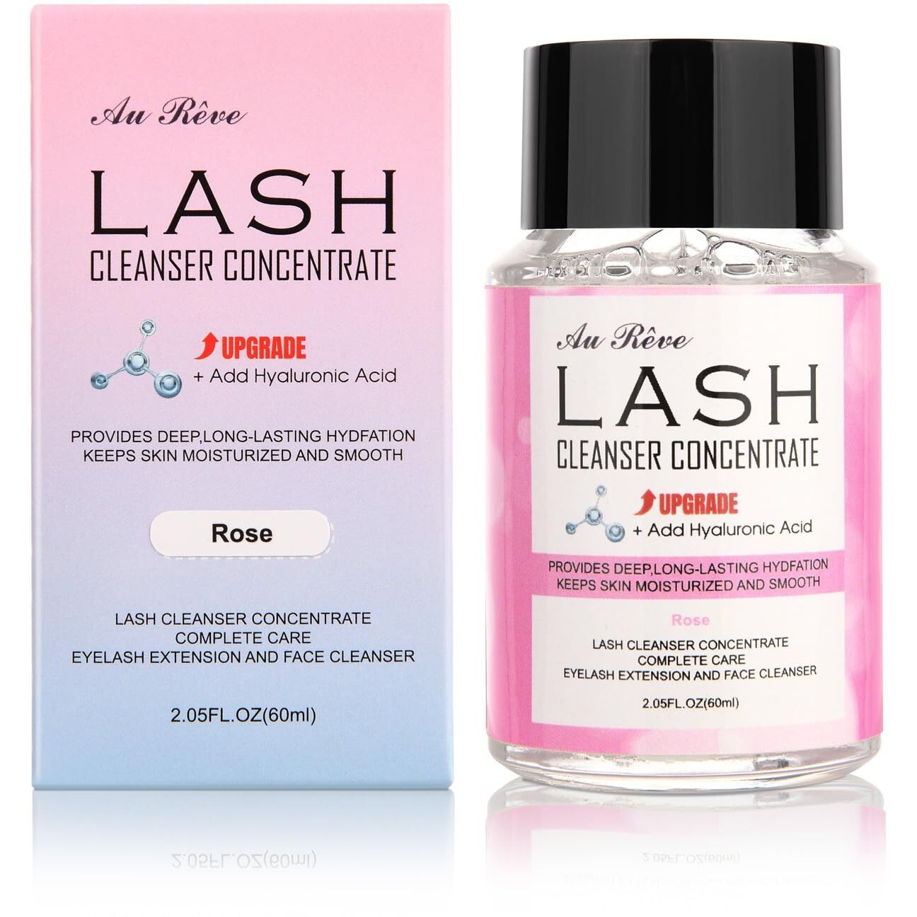 Aureve Lash Shampoo Concentrate 60Ml Lash Cleanser Concentrate Add Hyaluronic Acid Perfect For Salon-Get, Can Make 360Ml Eyelash Cleaning Shampoo,Rose