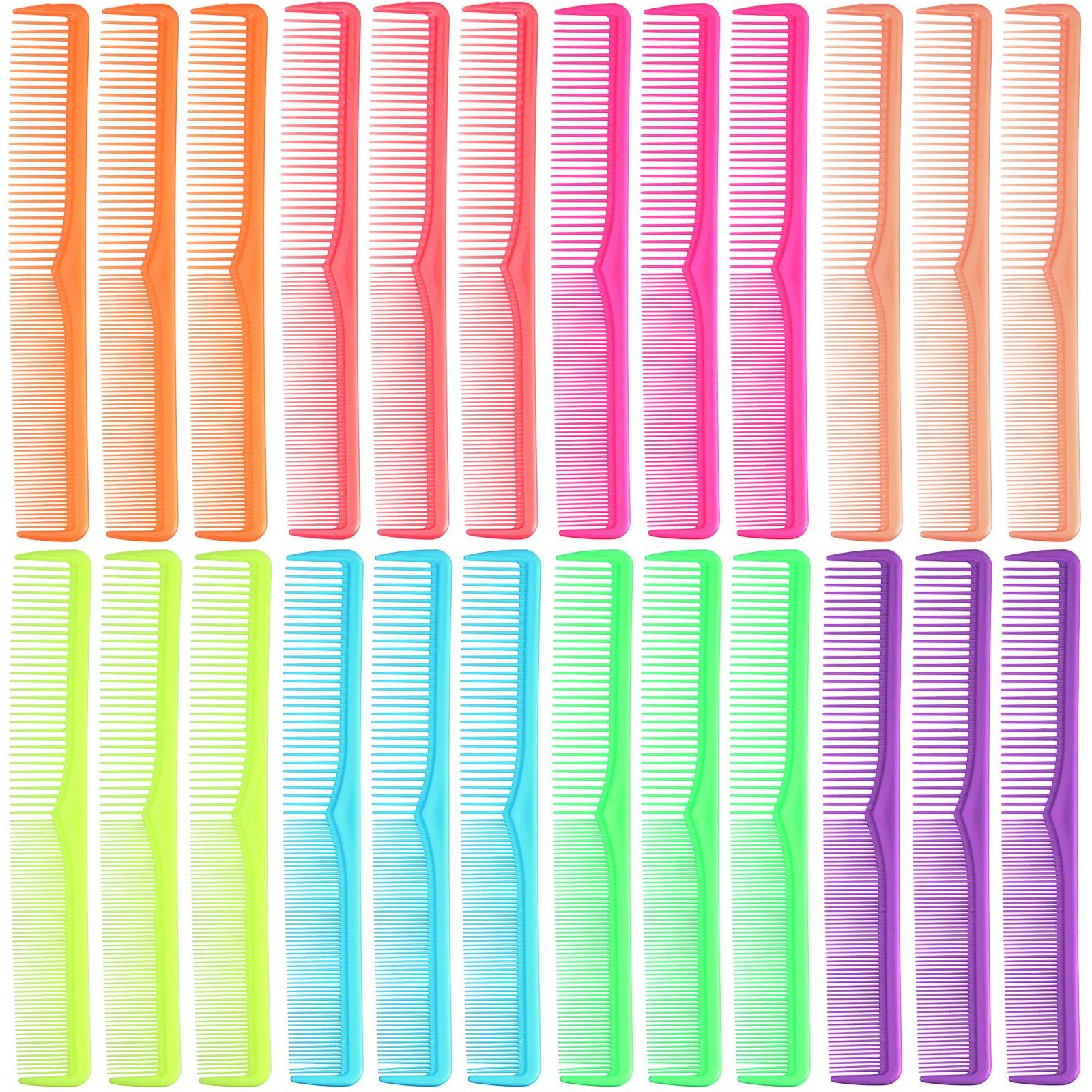 Meanplan 24 Pieces Hair Cutting Combs Professional Barber Hairdressing Combs Carbon Fiber Wide And Fine Tooth All Purpose Hair For Men And Women(Bright Color)
