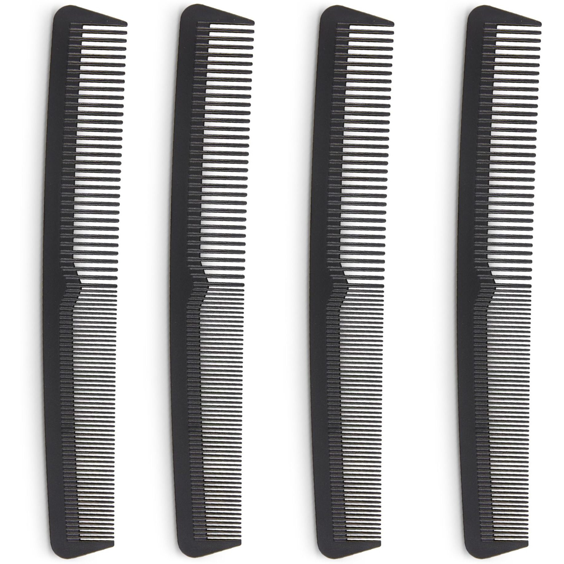 Professional Grade Styling Comb Set - 4 Pack Premium Carbon Fiber 7"" Comb - Heat Resistant, Fine And Wide Tooth, Anti Static - Salon Quality Hair Styling Accessories For Home Or Barber
