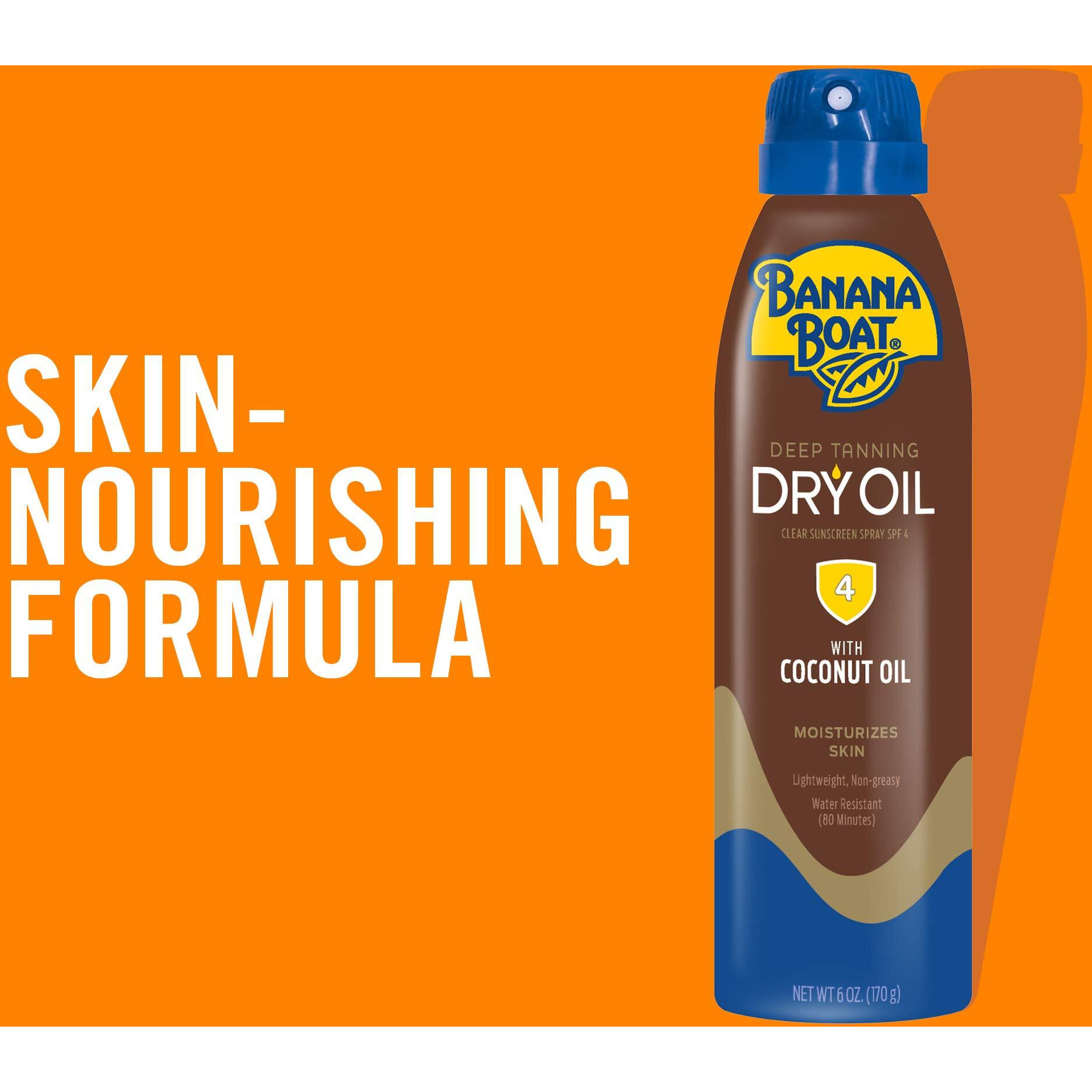 Banana Boat Dry Oil Tanning Spray Sunscreen Spf 4, 6Oz | Dark Tanning Oil With Spf 4 Sunscreen, Oxybenzone-Free, 6Oz