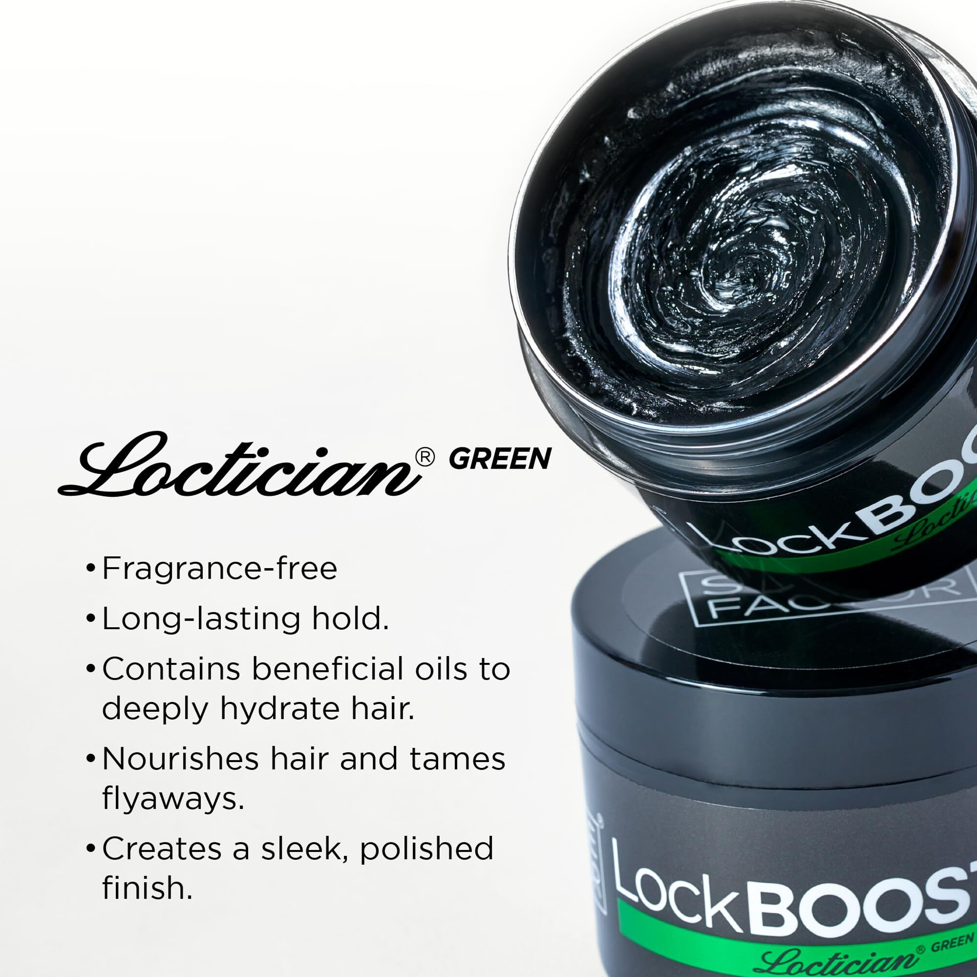 Style Factor Lock Booster Loctician Green 5 Oz - Premium Pomade With Buriti & Avocado Oils Max Hold, Unscented, Clean, Expert Styling Gel For Locs, Twists, Braids For All Hair Types