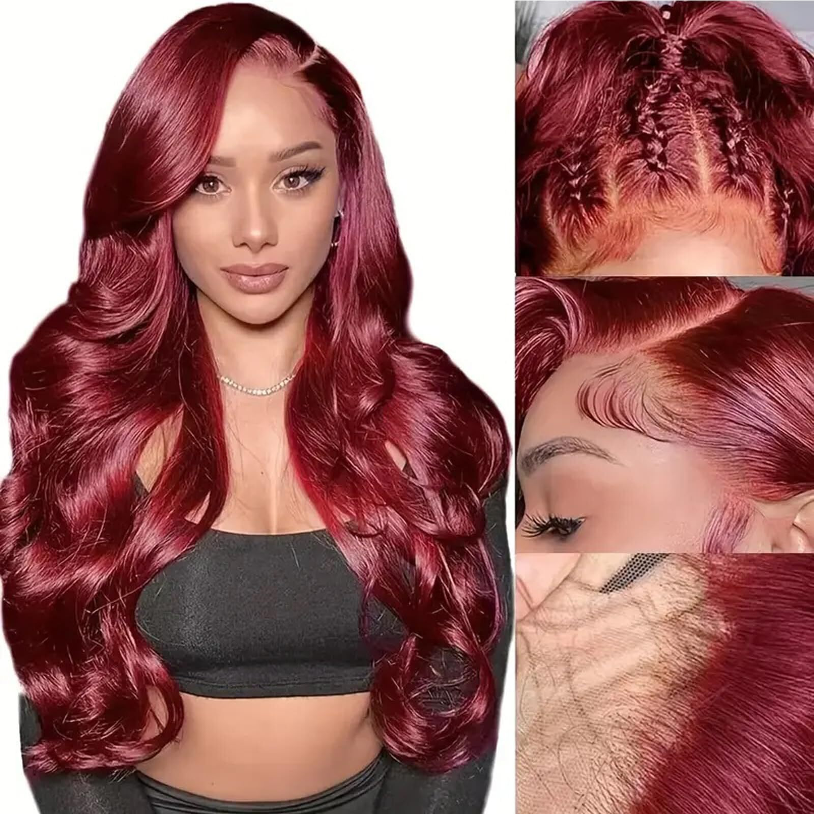 Ulrica Burgundy Lace Front Wigs Human Hair Wigs For Women Burgundy Wig Human Hair Pre Plucked Body Wave 99J Wine Red Wig 13X4 Hd Lace Front Wigs 20 Inch