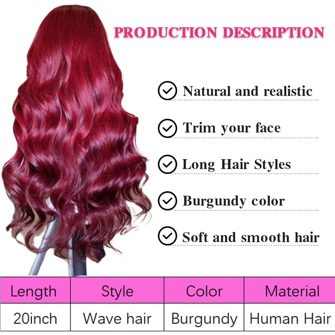 Ulrica Burgundy Lace Front Wigs Human Hair Wigs For Women Burgundy Wig Human Hair Pre Plucked Body Wave 99J Wine Red Wig 13X4 Hd Lace Front Wigs 20 Inch