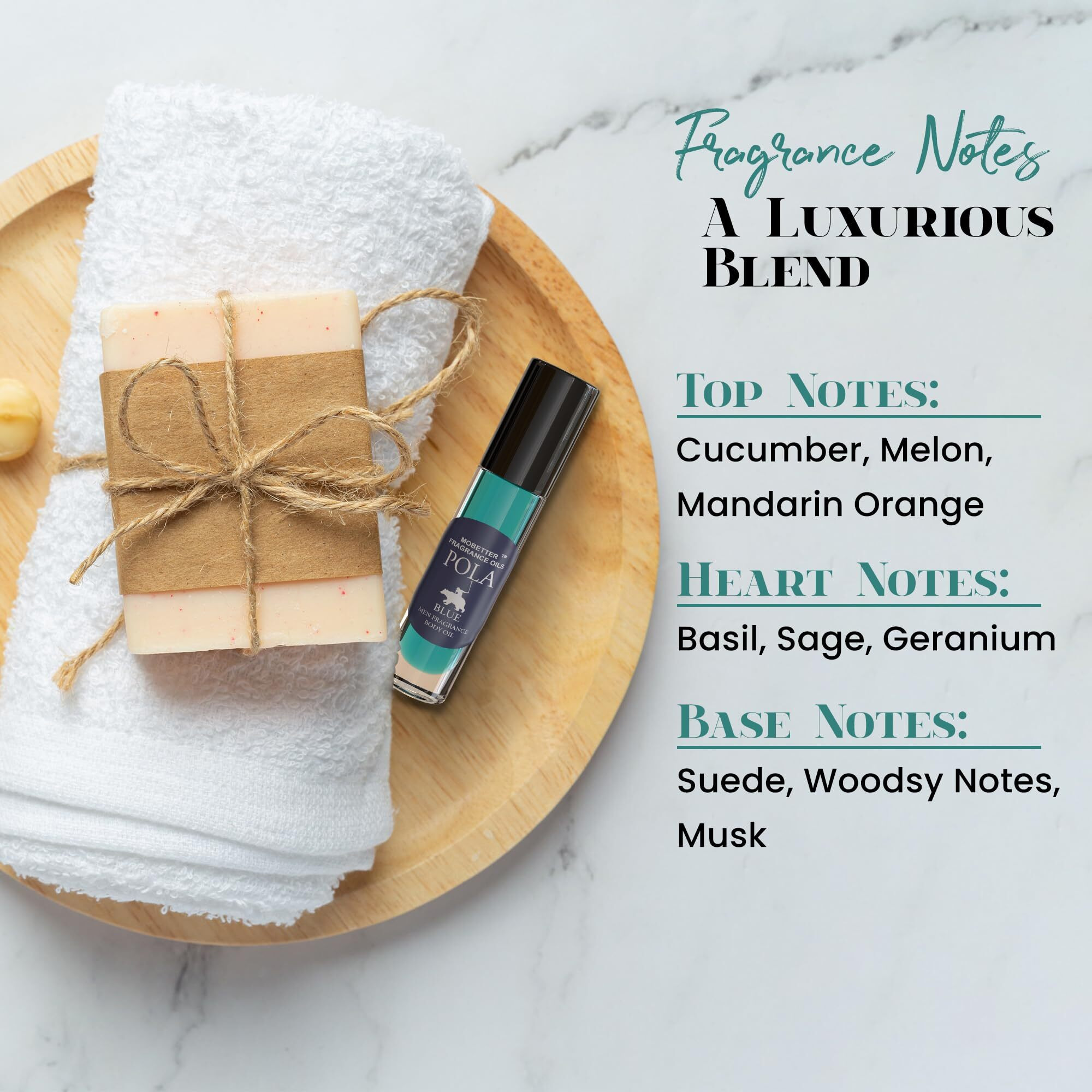 Mobetter Fragrance Oils Pola Men Cologne Body Oil Set 4 Piece 1/3 Oz Roll On Glass Bottles