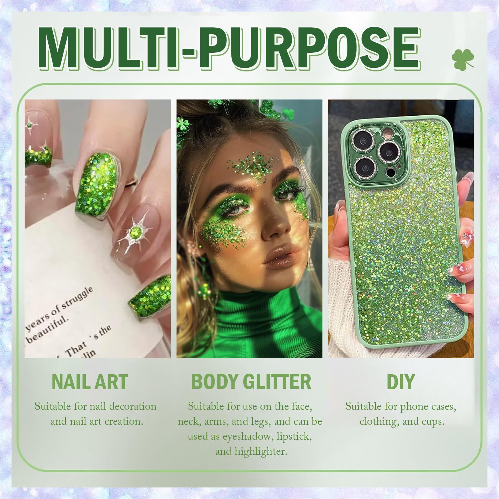 Green Body Glitter,4Th Of July Outfits For Women Kids Patriotic Accessories,Face Hair Glitter Gel Makeup,Usa Flag Holographic Long Lasting Chunky Sequins Glitter Stick,4Th Of July (Green)
