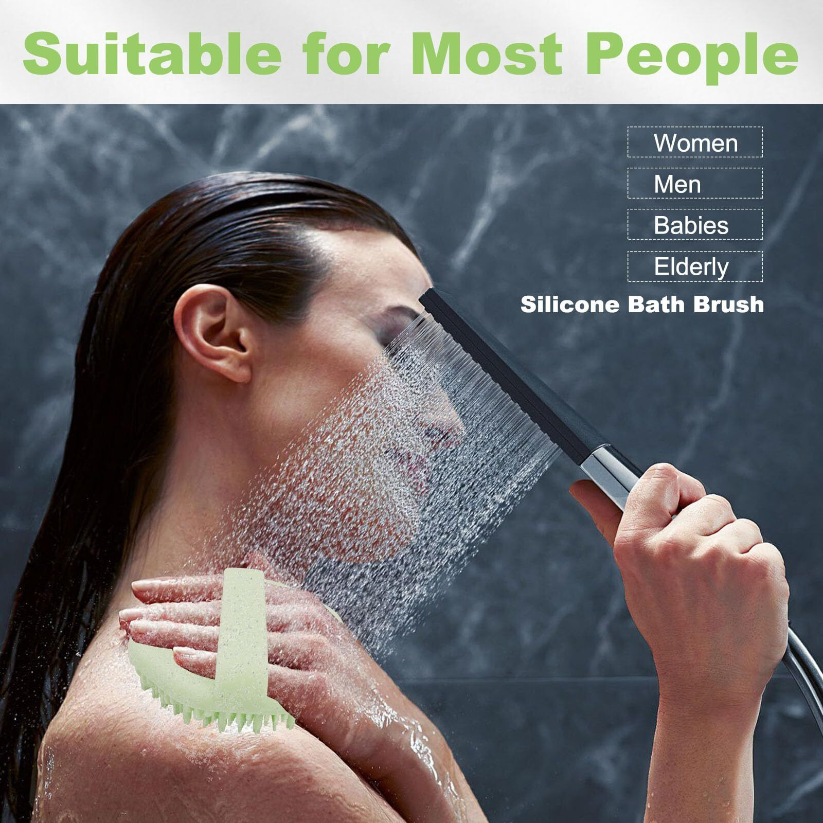 Haysna Silicone Body Scrubber, Exfoliating Body Scrubber For All Skin Types, Handheld Shower Brush With Rich Lathering And Easy Cleaning (Green)