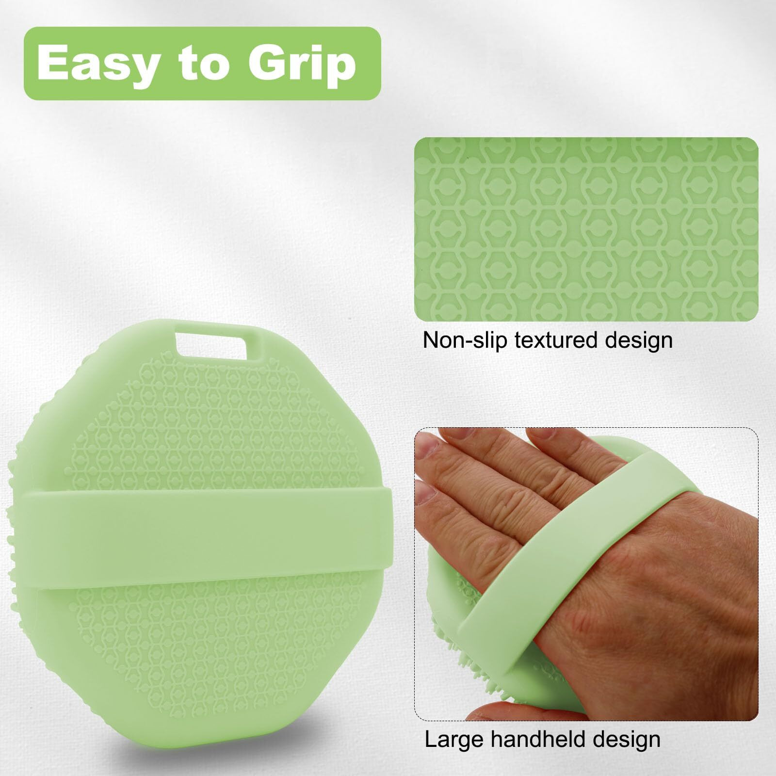 Haysna Silicone Body Scrubber, Exfoliating Body Scrubber For All Skin Types, Handheld Shower Brush With Rich Lathering And Easy Cleaning (Green)