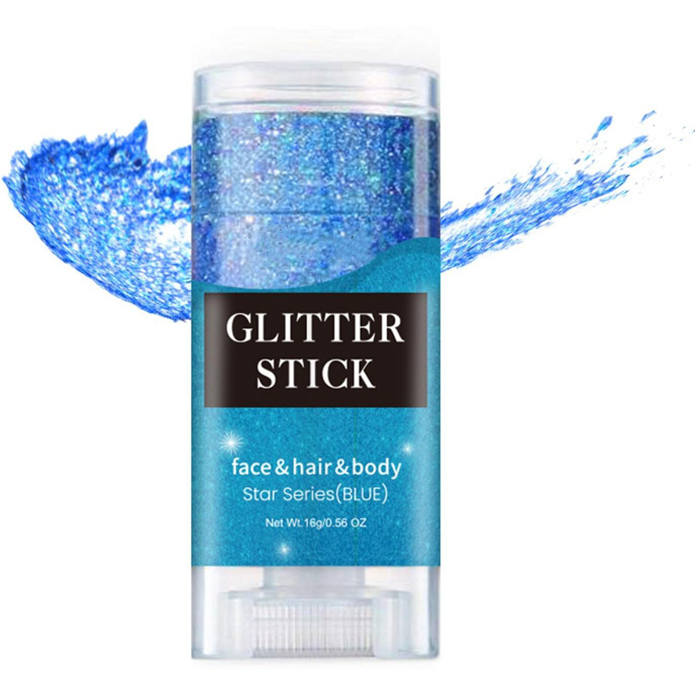 Melemando Body Glitter Stick 7 Colors Holographic Mermaid Sequins Chunky Face Glitter Stick Singer Concerts Or Music Festival Rave Glitter Makeup For Face/Body/Hair/Eyes/Lip (04 Blue)