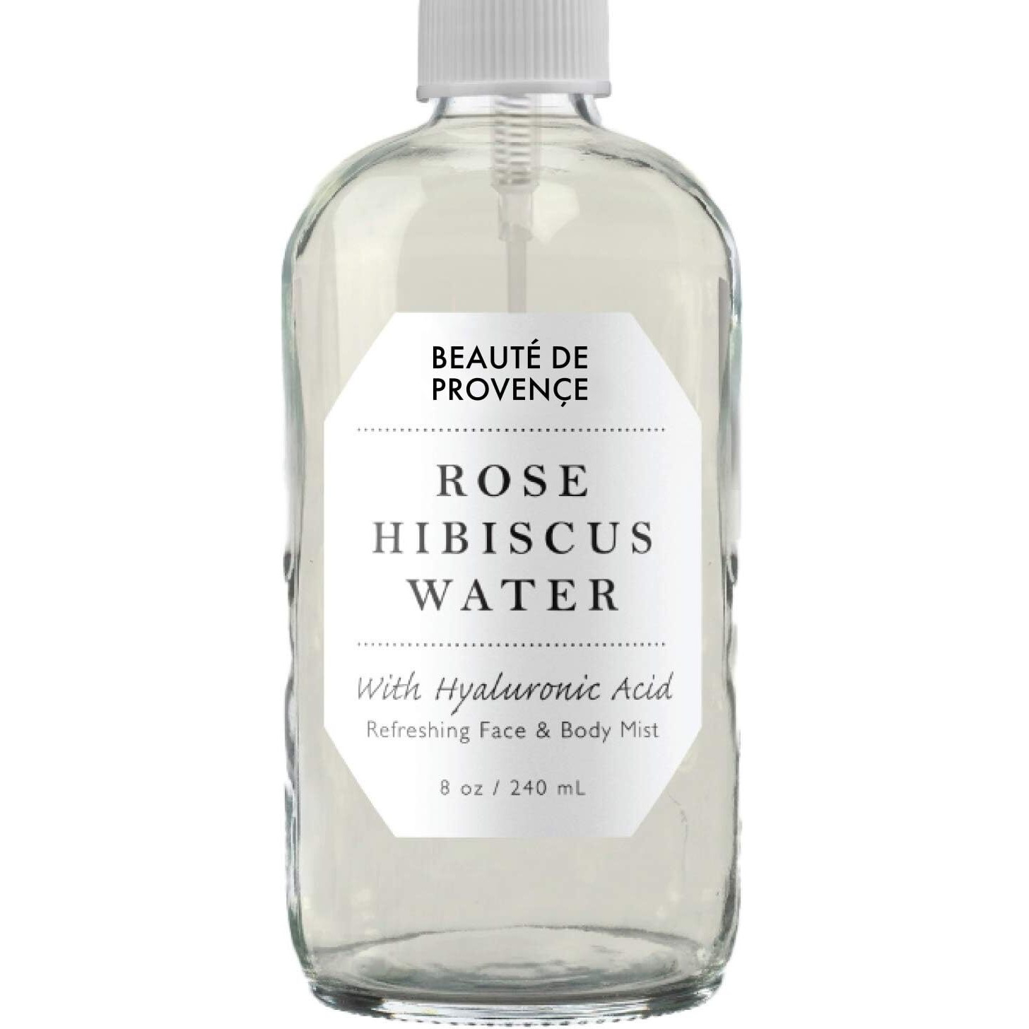 Beaute De Provence Rose Water Spray For Face & Body Refreshment With Moisturizing Hyaluronic Acid And Hibiscus Water | Instant Hydration, Cooling, Calming & Conditioning (8 Fl Oz)