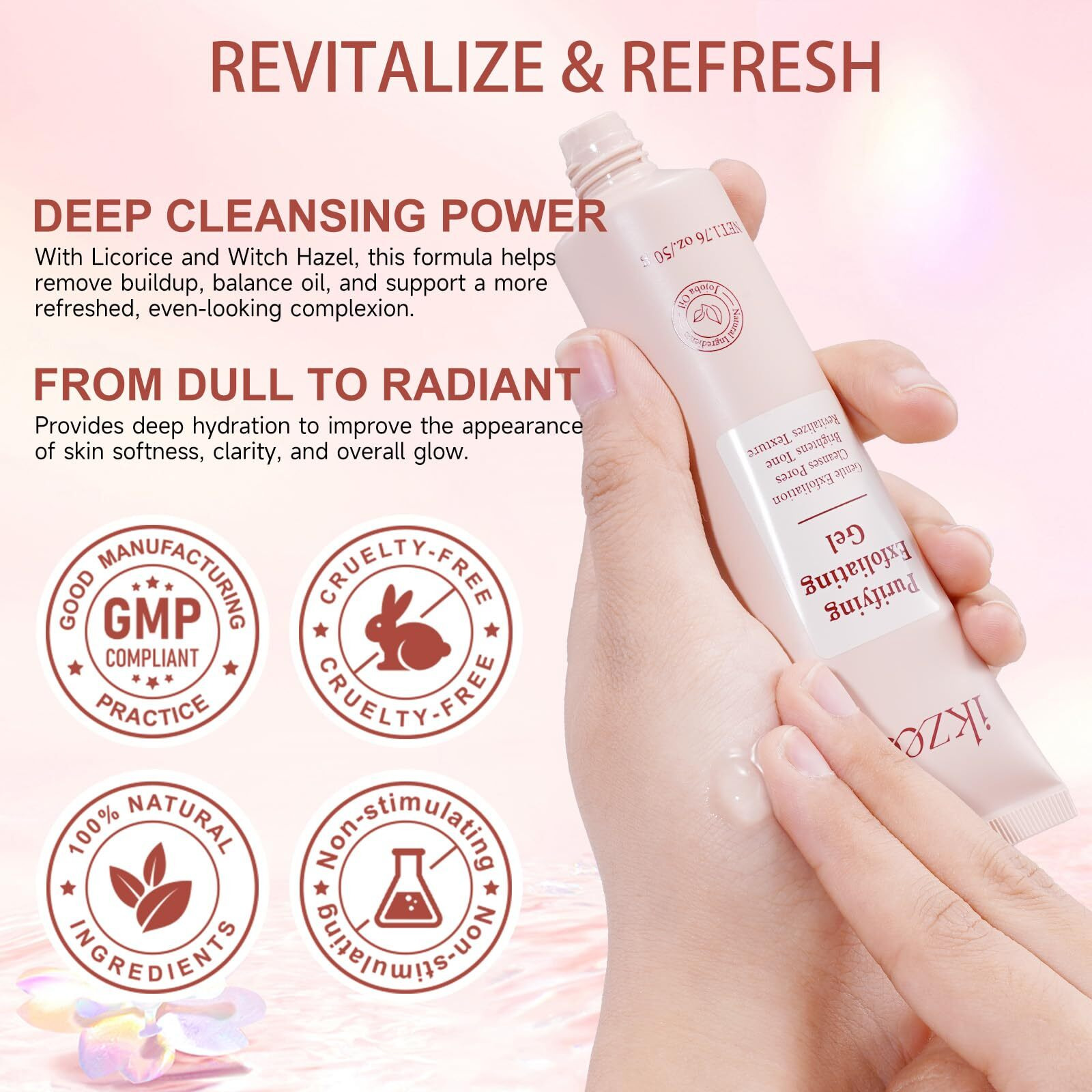 Purifying Exfoliating Gel, Facial Exfoliator Cleanser, Face Scrub, Natural Exfoliating Gel Purifying Cream, Gentle For Face Body, Deep Cleansing For All Skin (2Pcs)