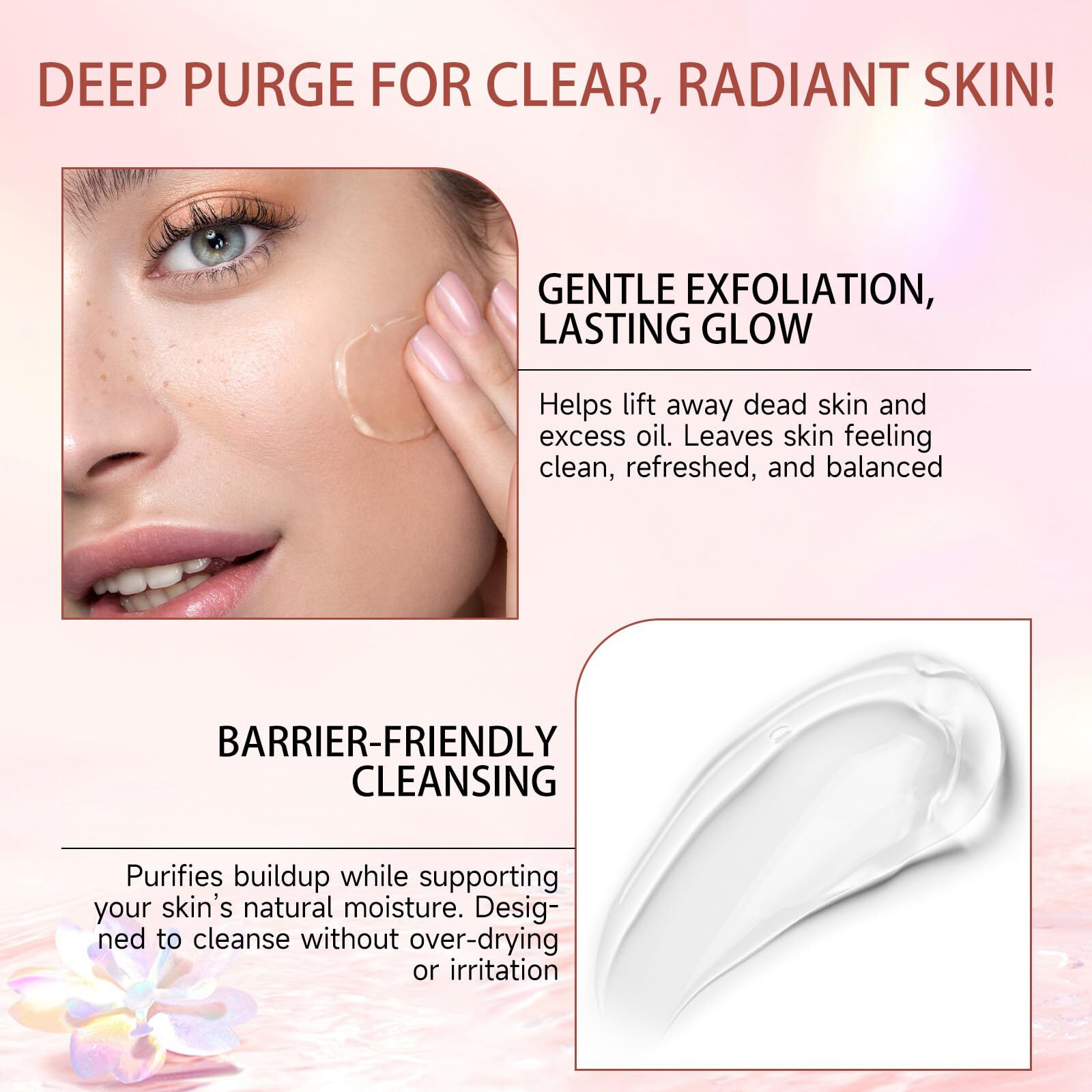 Purifying Exfoliating Gel, Facial Exfoliator Cleanser, Face Scrub, Natural Exfoliating Gel Purifying Cream, Gentle For Face Body, Deep Cleansing For All Skin (2Pcs)