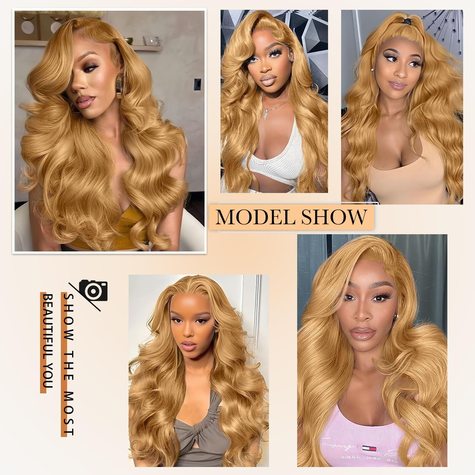 Keruisi 28 Inch Honey Blonde Wig Human Hair 200% Density 13X6 Body Wave Pre Plucked Glueless Hd Transparent Lace Frontal Human Hair