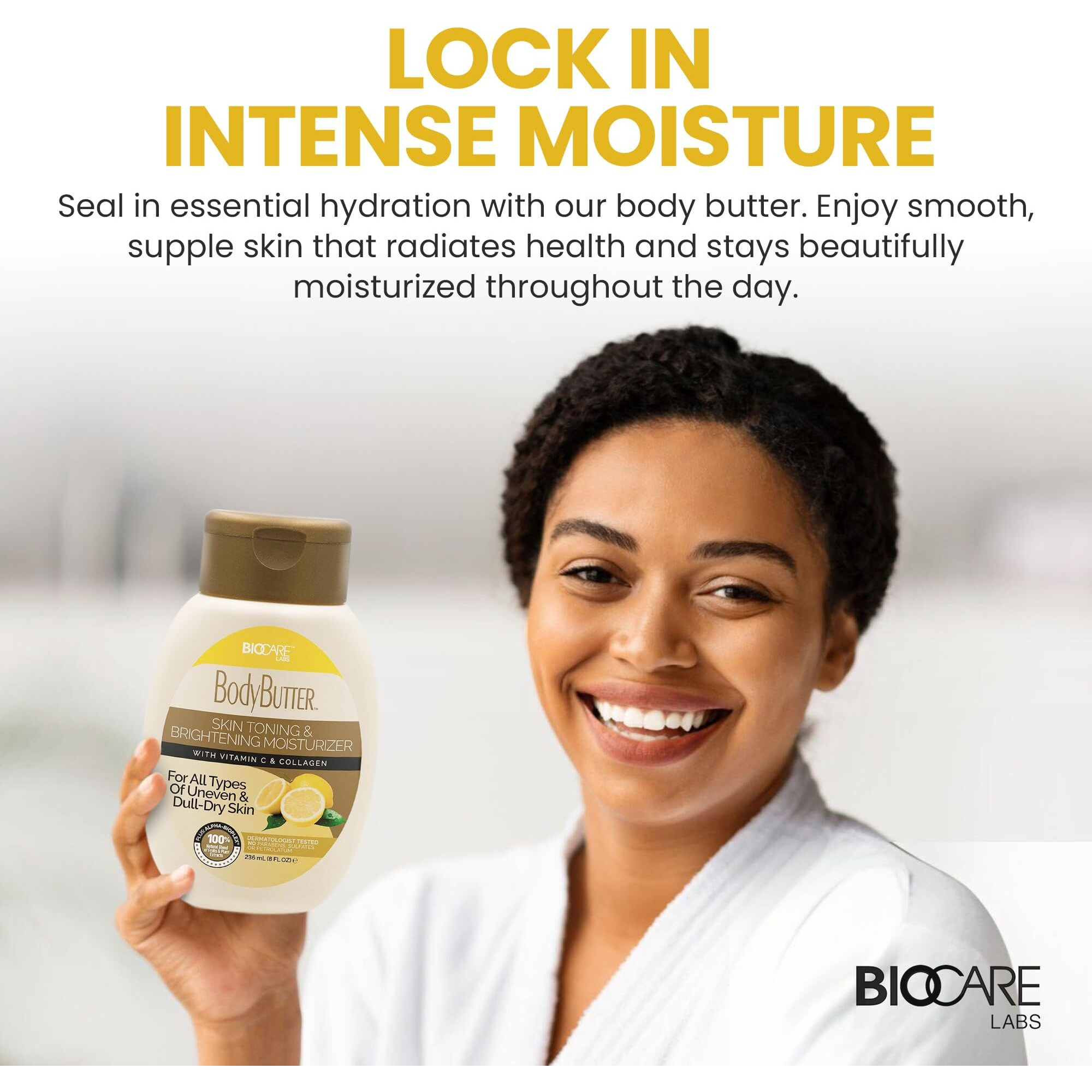 Biocare Labs Moisturizing Body Butter - Body Cream With Vitamin C & Collagen - Instantly Penetrates And Deeply Renews Skin - Lotion Designed For Uneven Skin Tones