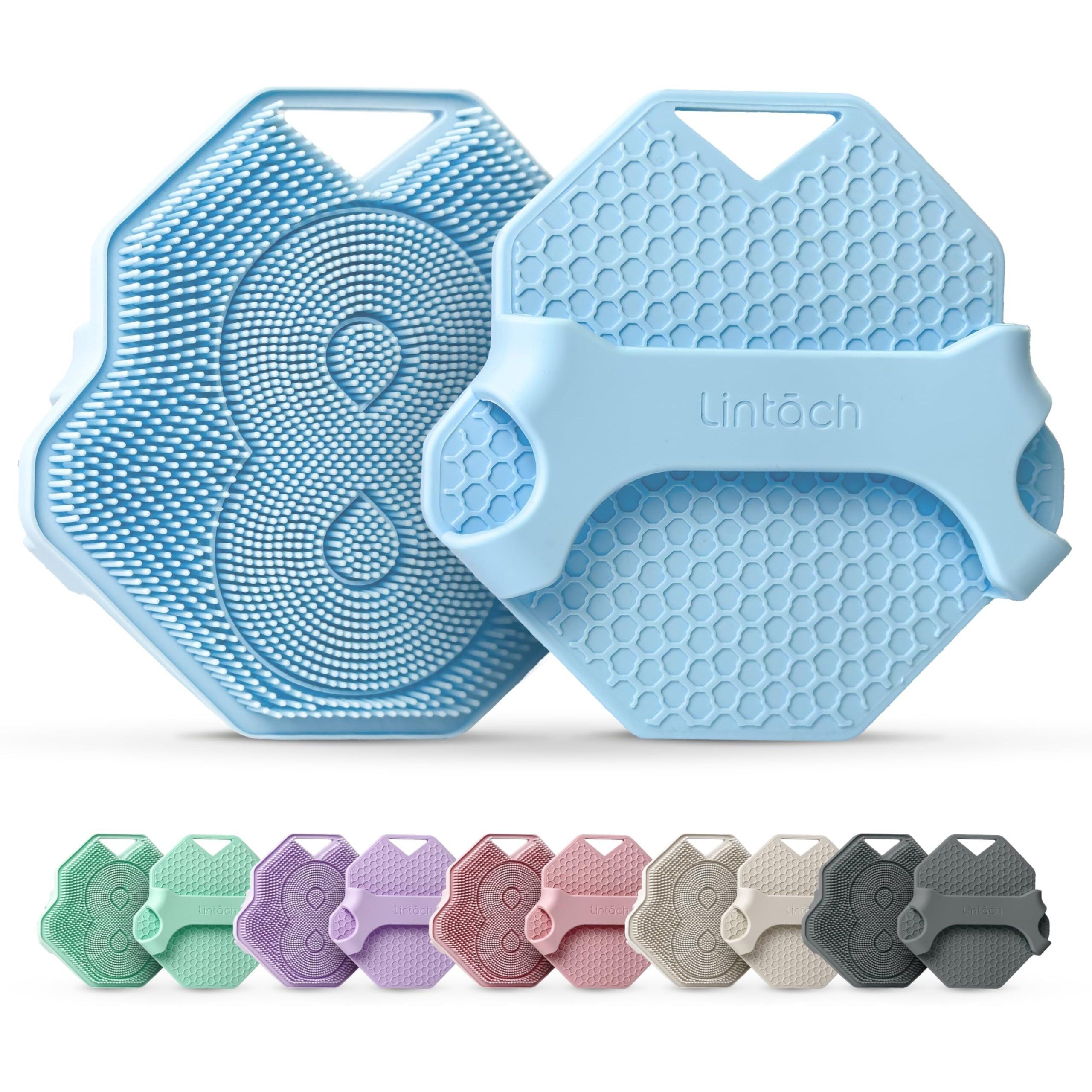 Lintach Silicone Body Scrubber - Shower Exfoliating Body Scrubber, Ergonomic Silicone Shower Scrubbers For Men, Reusable, Hygienic Bath Loofah For A Smooth Skin, Sky Blue