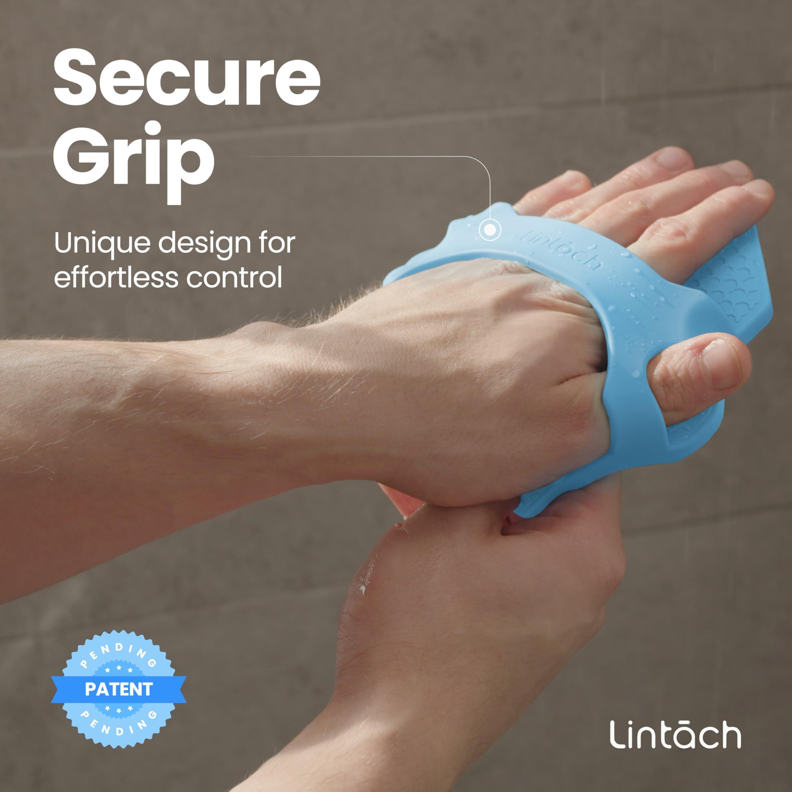 Lintach Silicone Body Scrubber - Shower Exfoliating Body Scrubber, Ergonomic Silicone Shower Scrubbers For Men, Reusable, Hygienic Bath Loofah For A Smooth Skin, Sky Blue