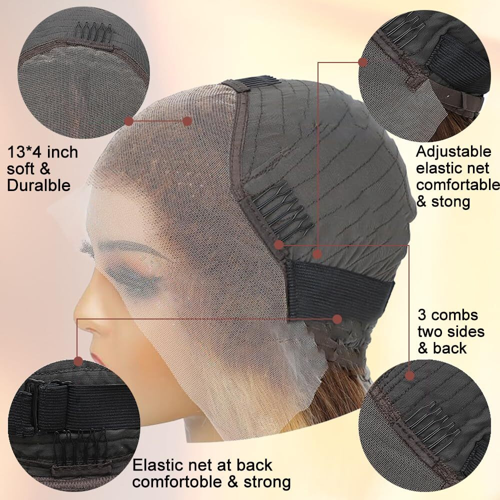 Indono 26 Inch Highlight Ombre Lace Front Wigs Human Hair Pre Plucked With Baby Hair Body Wave Frontal Wigs Human Hair 220% Density 4/27 Colored 13X4 Honey Blonde Lace Front Wig Human Hair For Women
