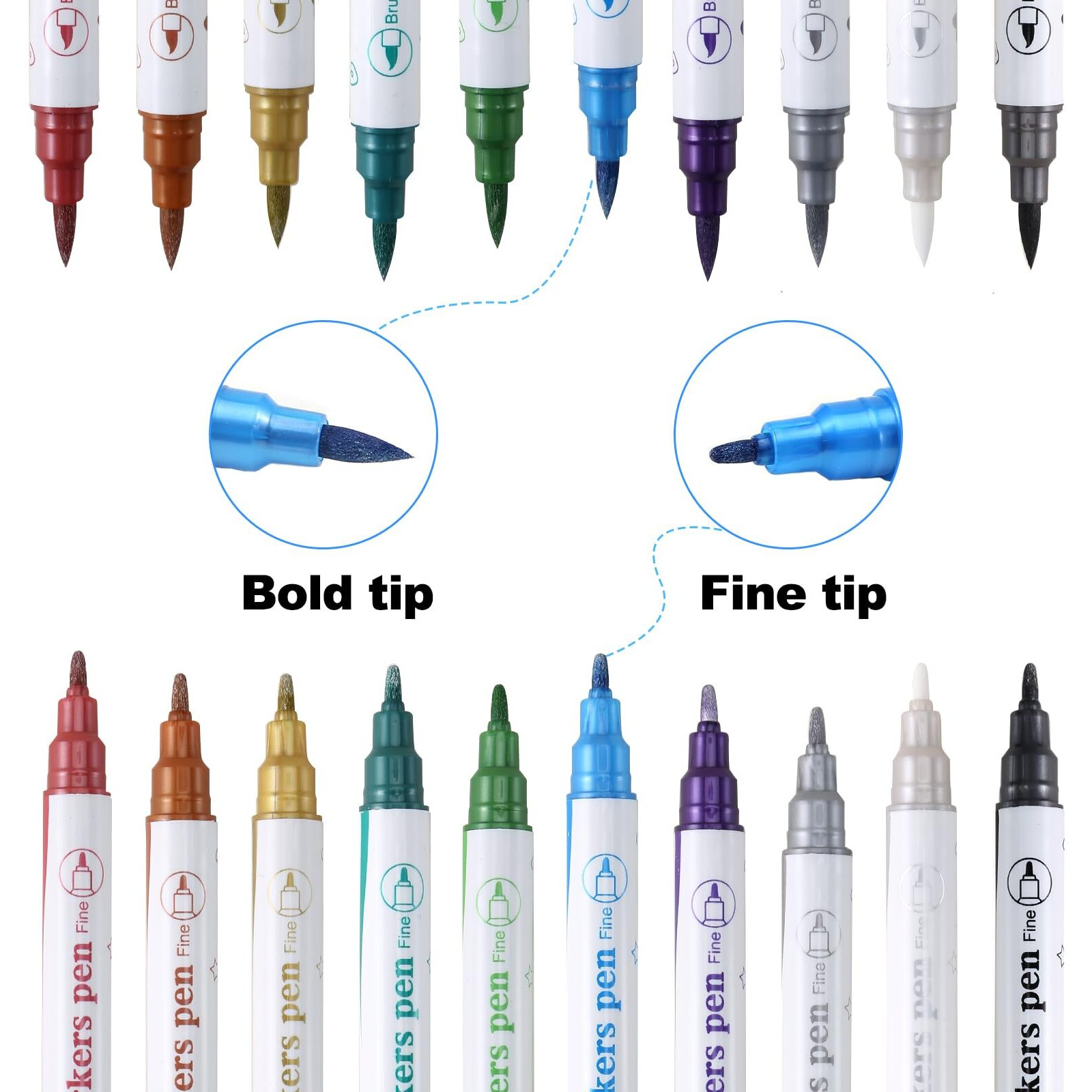 Jutqut Temporary Tattoo Markers For Skin, 10 Colors Body Markers Kit W/ 67 Patterns Tattoo Stencils For Kids And Adults, Nail Art Polish Pens, Flexible Dual-End Bold And Fine Tip Tattoo Pens