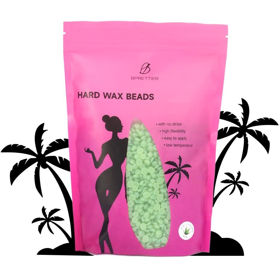 Bprettier Hard Wax Beads 17.6Oz - Fast Melting Sensitive Skin Wax For Full Body, Face & Brazilian, Salon & Home Use Coarse & Fine Hair Removal (Aloe)