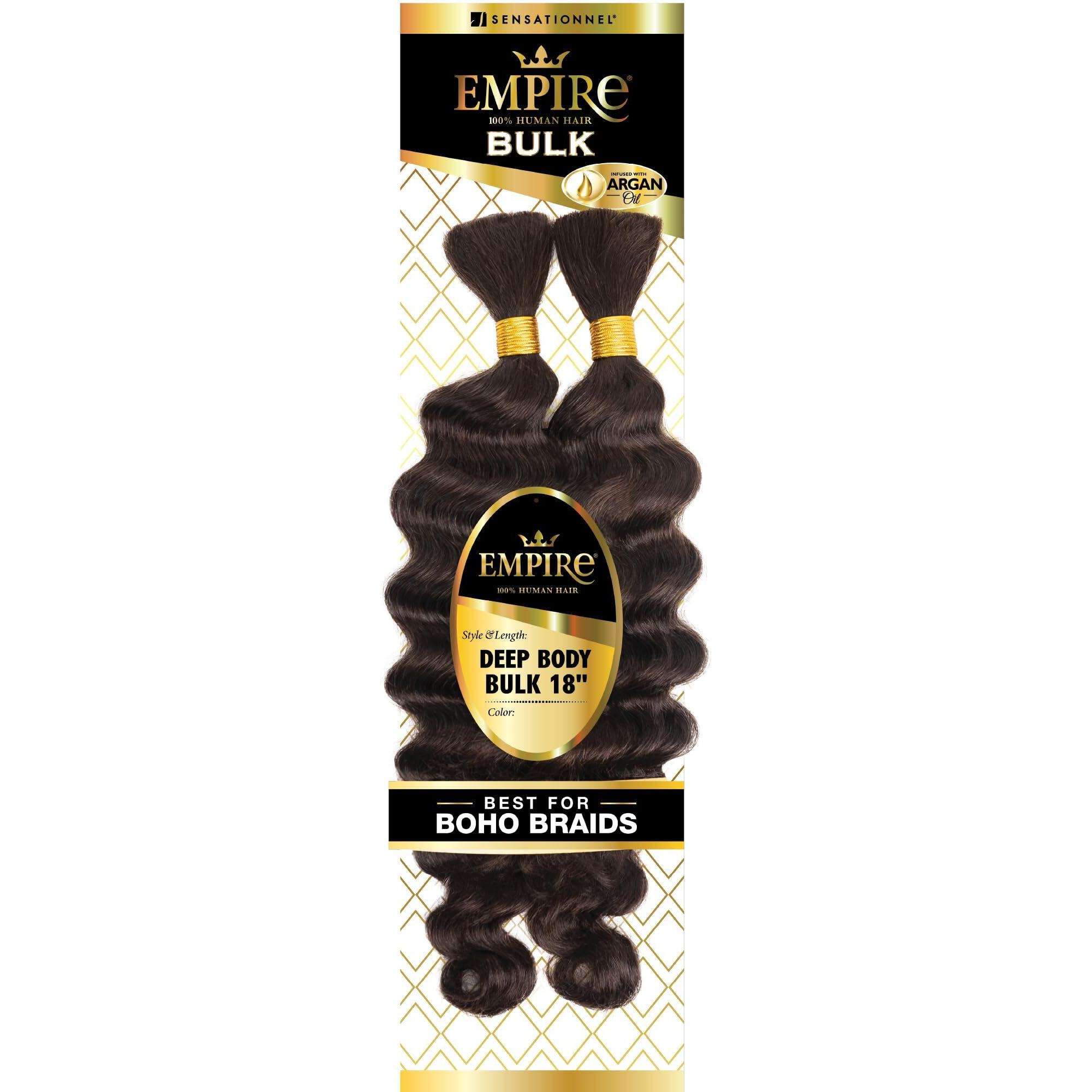Sensationnel Empire Bulk Braiding - Deep Body Human Hair Braids For Knotless Boho Box Or Curly Loose Wave Styles - 1 Pack (18 Inch, Bg Burgandy)