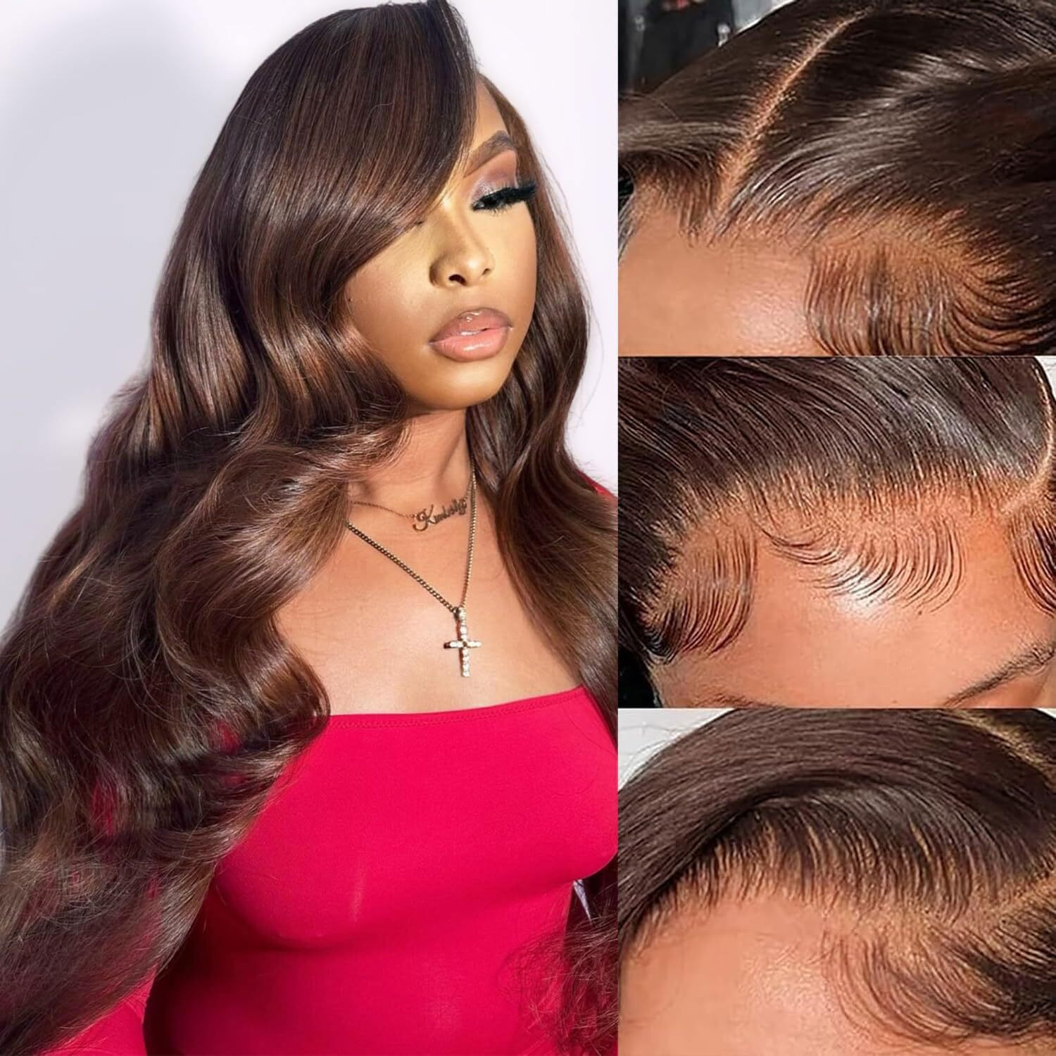 Studyy Chocolate Brown 13X6 Lace Front Wigs Human Hair Body Wave Brown Human Hair Wig Hd Lace Frontal Glueless Colored Wigs Pre Plucked Bleached Knots With Baby Hair For Women 180 Density 22 Inch