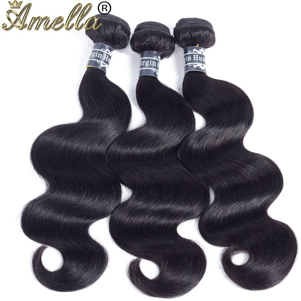 Amella Hair 8A Brazilian Body Wave Frontal Free Part(18 20 22+16 Frontal) 100% Unprocessed Brazilian Body Wave Frontal With Baby Hair Natural Black Color