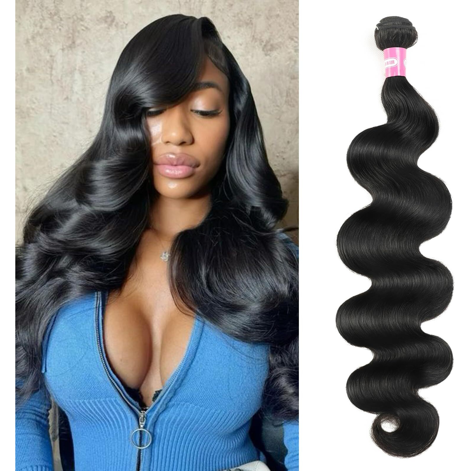 Dmkeep Body Wave Bundles Human Hair 36 Inch Single Bundle 100% Unprocessed 12A Brazilian Raw Virgin Hair Quick Weave Human Hair Extensions Natural Color