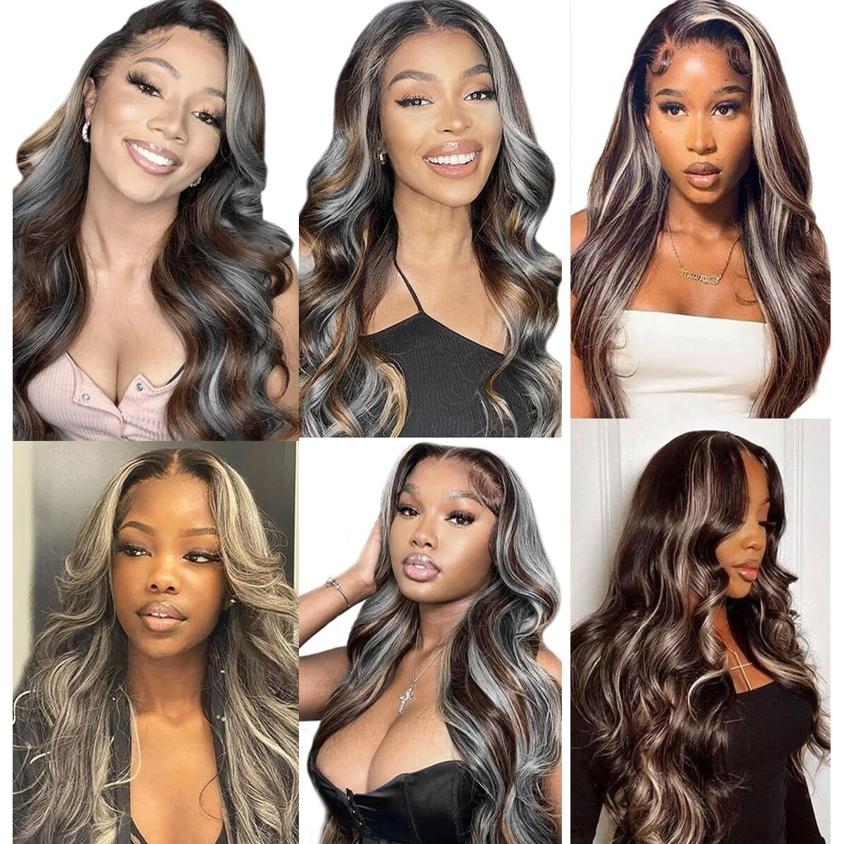 Gray Bundles Human Hair 28 30 32 Inch P4/Grey Body Wave Human Hair Bundles Soft And Healthy Brazilian Virgin Remy Hair Extensions Double Weft Ombre Bundle Hair Weave
