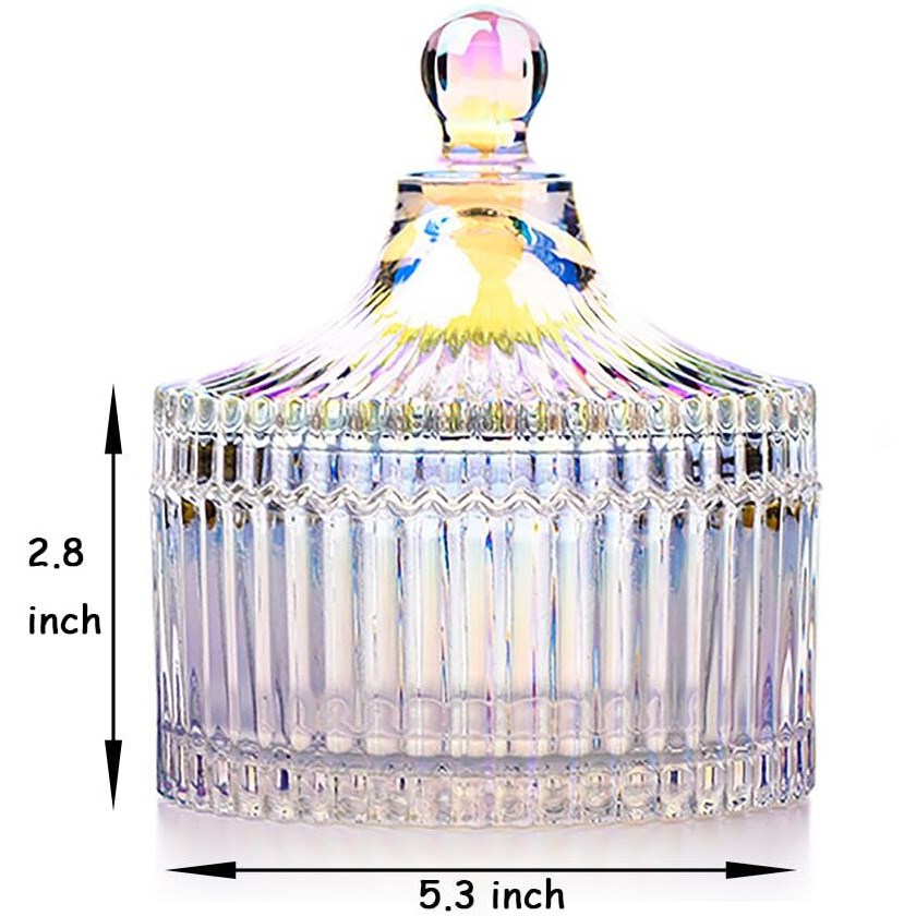 2 Pack Extra Large 5.2"" Beige & Purple Powder Puffs And 5.3"" Glass Container - Oversized Soft Body & Face Large Powder Puff Dusting Powder Jar Holder Case(Dazzling Colors Glass)
