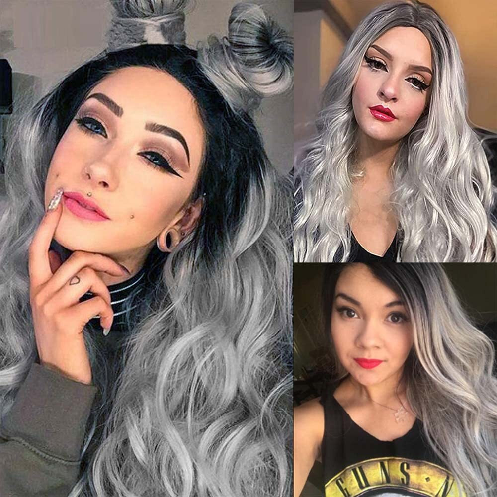 1B Grey Body Human Hair Bundles Ombre Grey Bundles Human Hair 24 26 28 Inch Wet And Wavy Bundle Tow Tone Hair Weave Unprocessed Virgin Hair Bundles