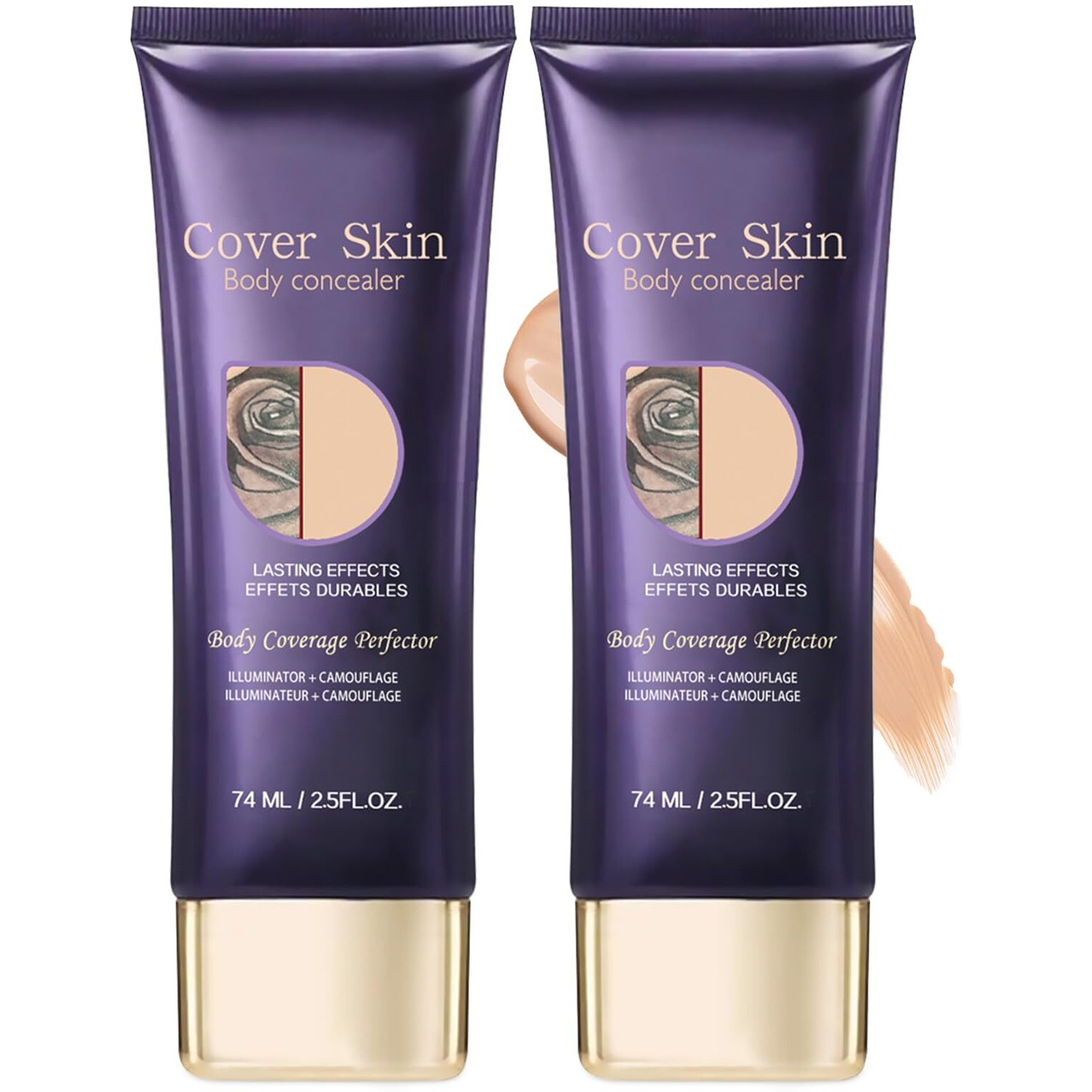 All Over Complexion Perfector,Body Coverage Perfector,Tattoo Cover Up Makeup Waterproof,Transfer-Resistant Body Makeup,Long Last Body Foundation (2Pcs)