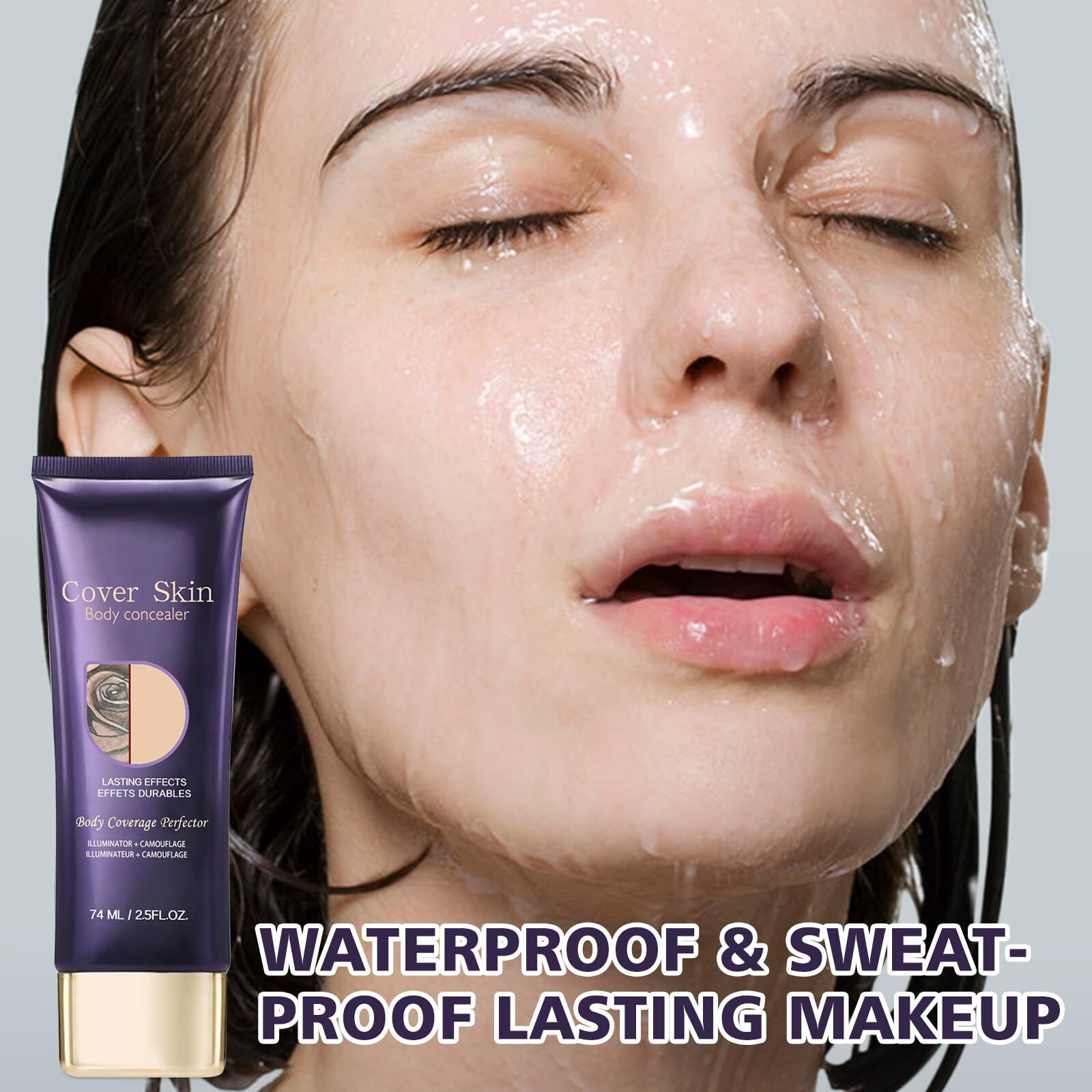 All Over Complexion Perfector,Body Coverage Perfector,Tattoo Cover Up Makeup Waterproof,Transfer-Resistant Body Makeup,Long Last Body Foundation (2Pcs)