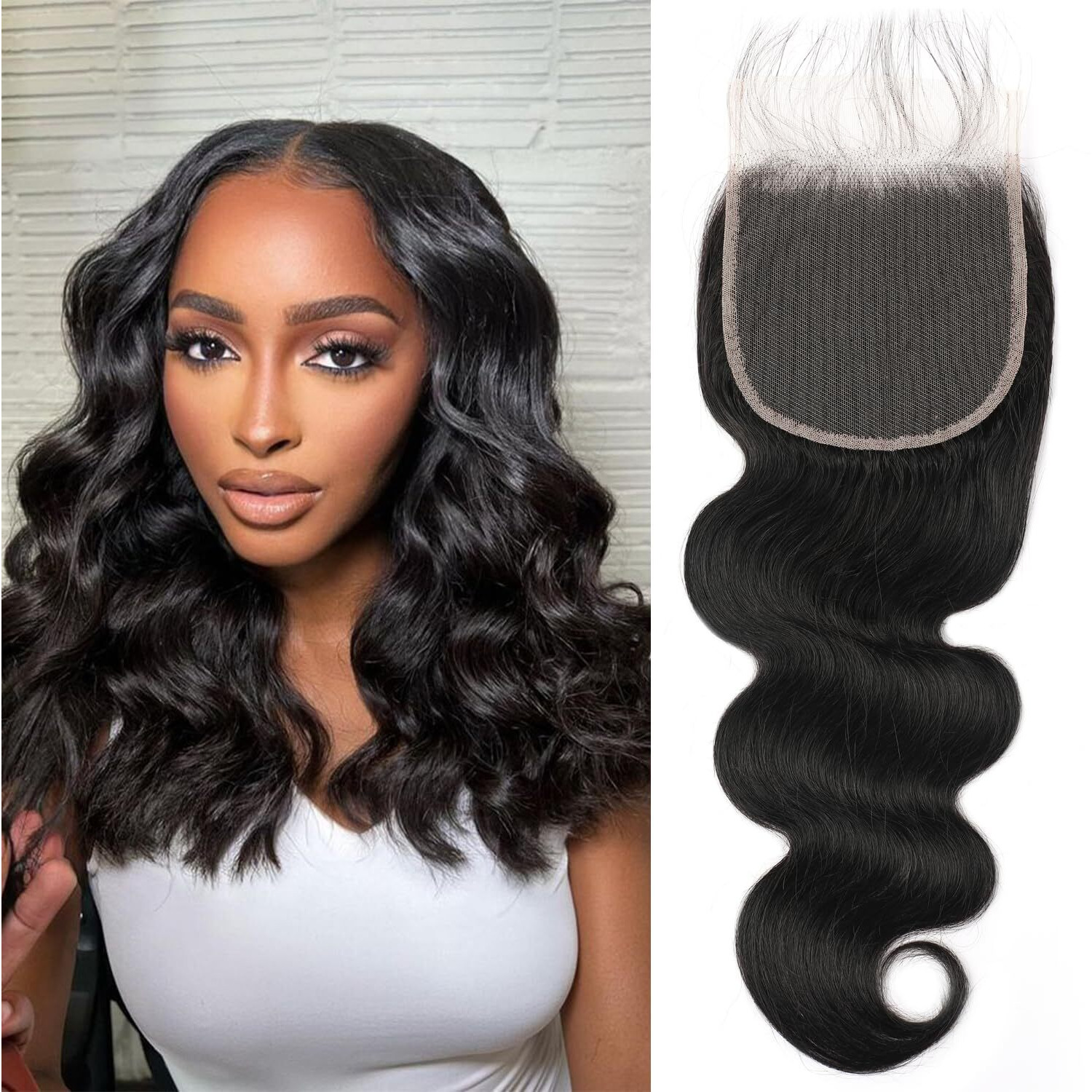 5X5 Hd Lace Closure Human Hair 12A Virgin Remy Human Hair Transparent Closure Body Wave Ultra-Thin Frontal Hd Lace Pre Plucked With Baby-Hair Small Single Knots 10 Inch Natural Black