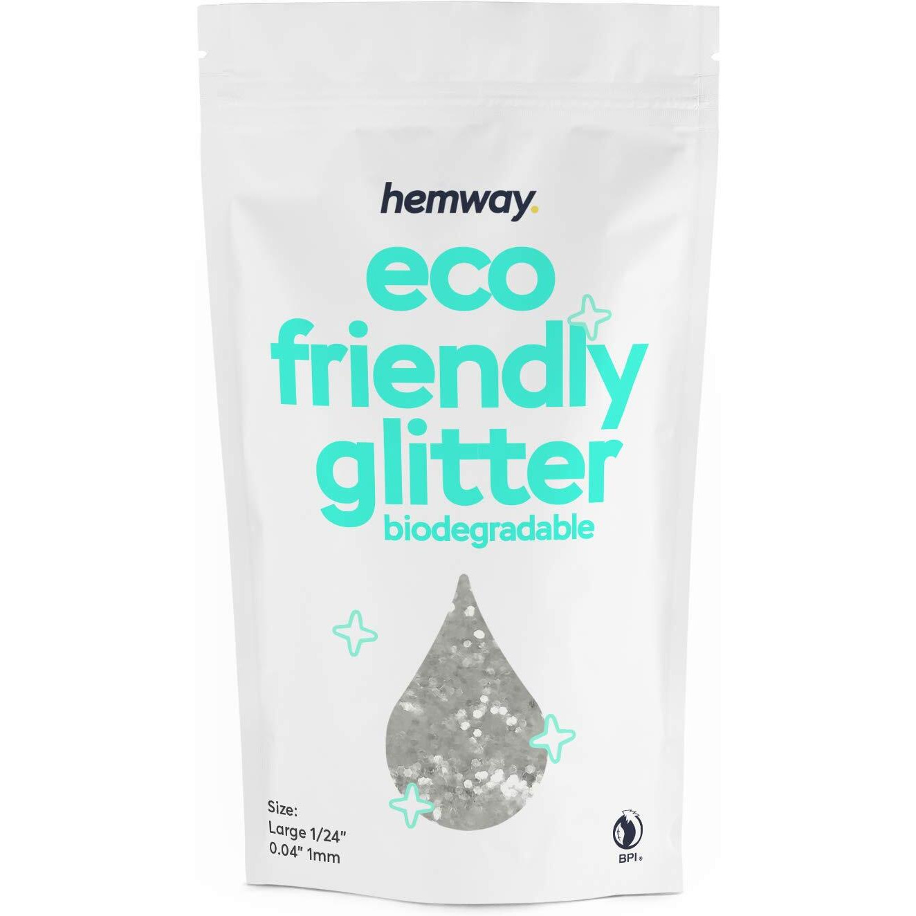 Hemway Biodegradable Glitter Eco Friendly - 100G/3.5Oz Bio Cosmetic Safe Sparkle Vegan For Face Eyeshadow Body Hair Festival Makeup Craft - Super Chunky (1/8"" 0.125"" 3Mm) - White Iridescent