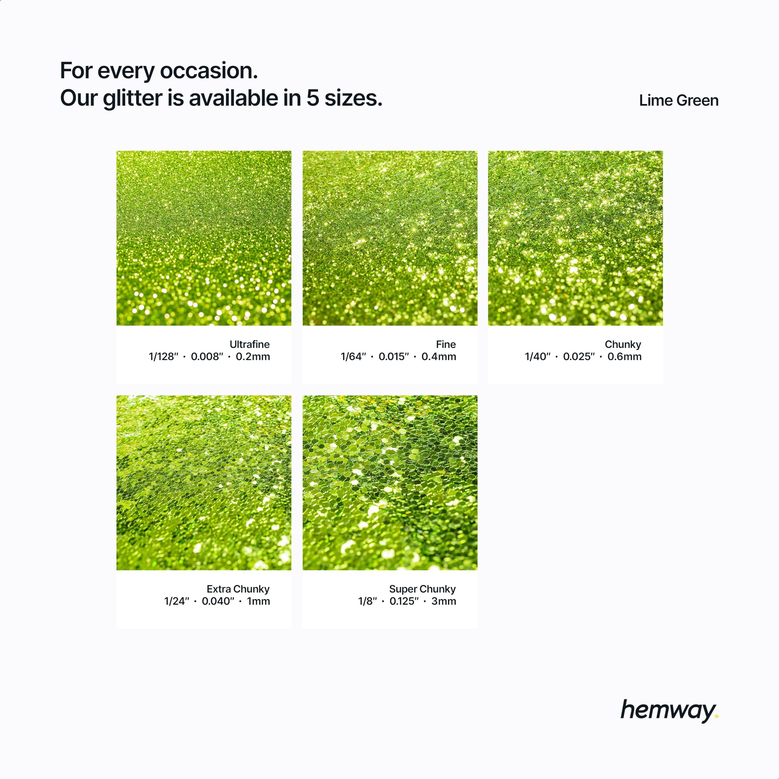 Hemway Eco Friendly Biodegradable Glitter 100G / 3.5Oz Bio Cosmetic Safe Sparkle Vegan For Face, Eyeshadow, Body, Hair, Nail And Festival Makeup, Craft - Fine (1/64"" 0.015"" 0.4Mm) - Lime Green