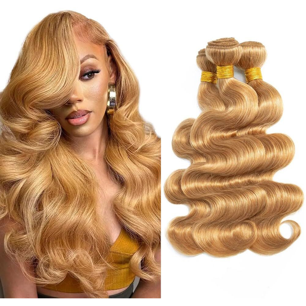 27 Bundles Human Hair Honey Blonde Body Wave Human Hair 28 30 32 Inch Bundles Unprocessed Brazilian Virgin Hair Extensions