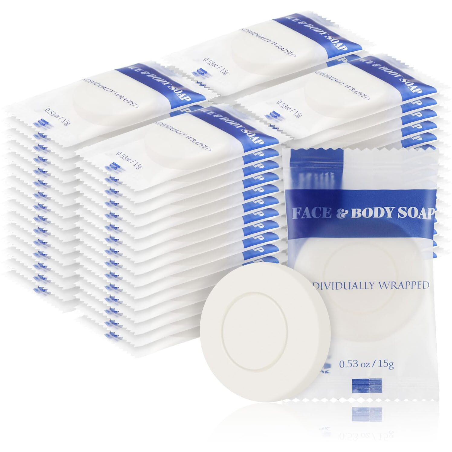 Travel Size Bar Soap In Bulk, Individually Wrapped Disposable Mini Soap For Hand Face & Body Mini Toiletries Amenities Kit Hotel, Shelter/Homeless/Nursing Home/Charity/Motel/Guest 0.53 Oz (60 Pack)